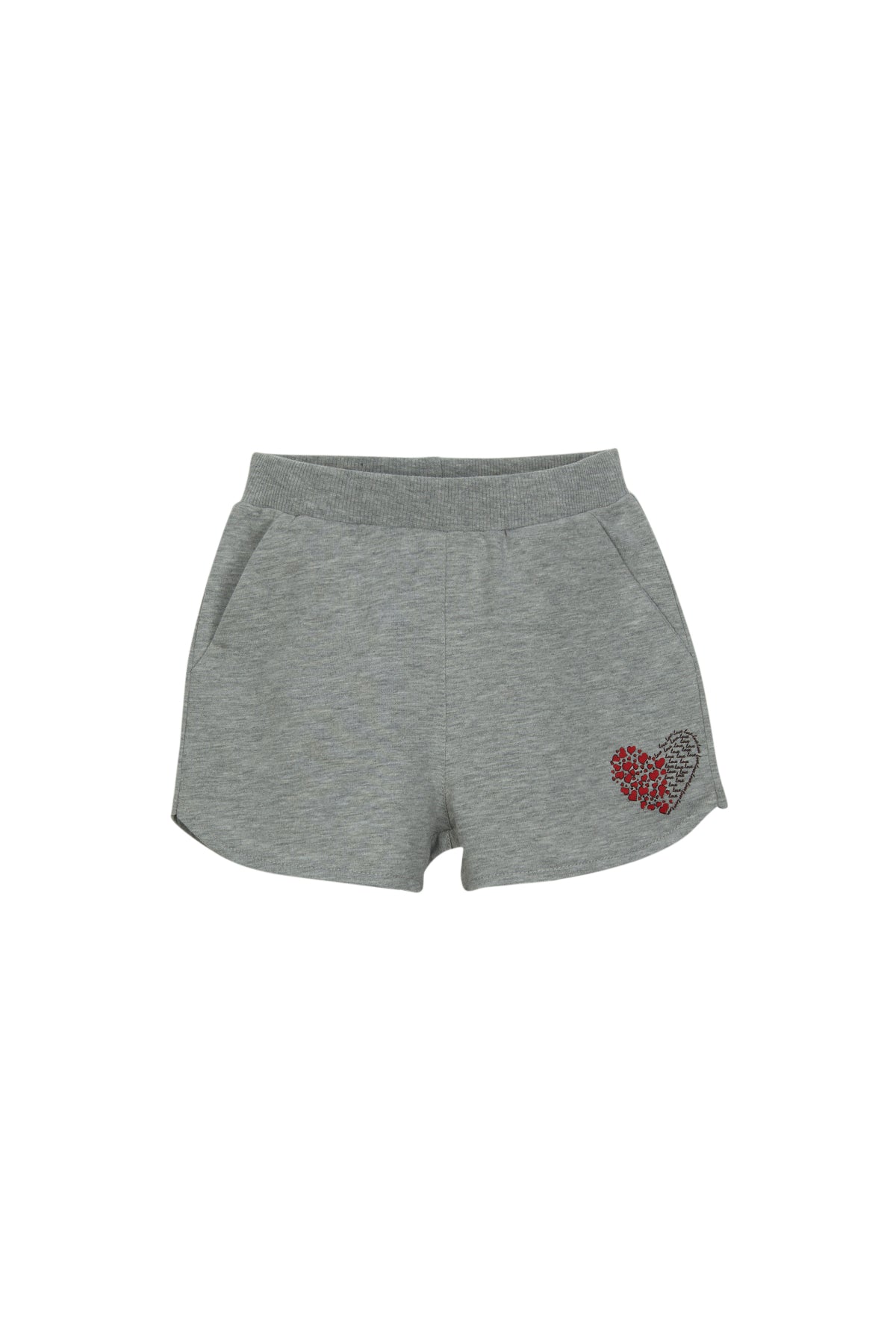 Girls' Heart Print French Terry Shorts (ASH GRAY)