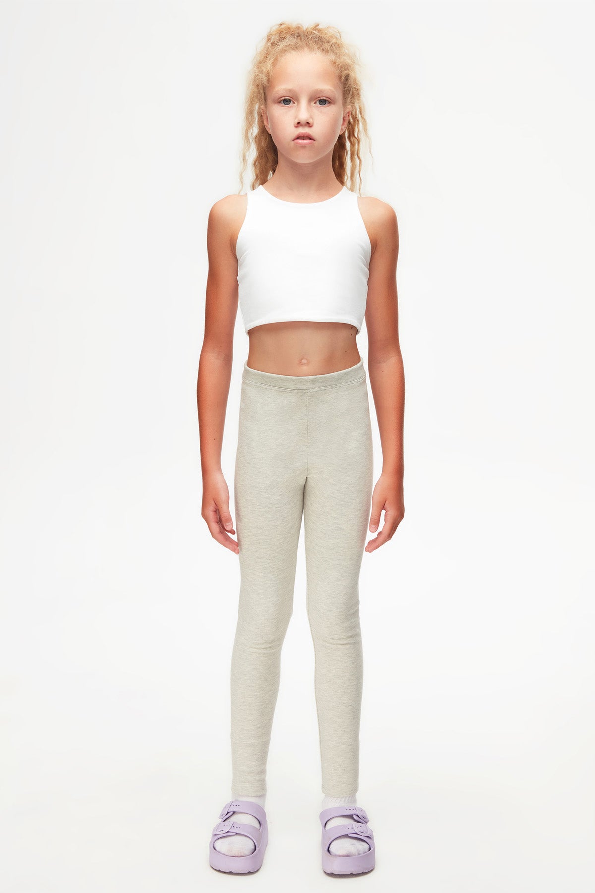 Basic Girls Winter Leggings (BRIGHT GRAY MELANGE)