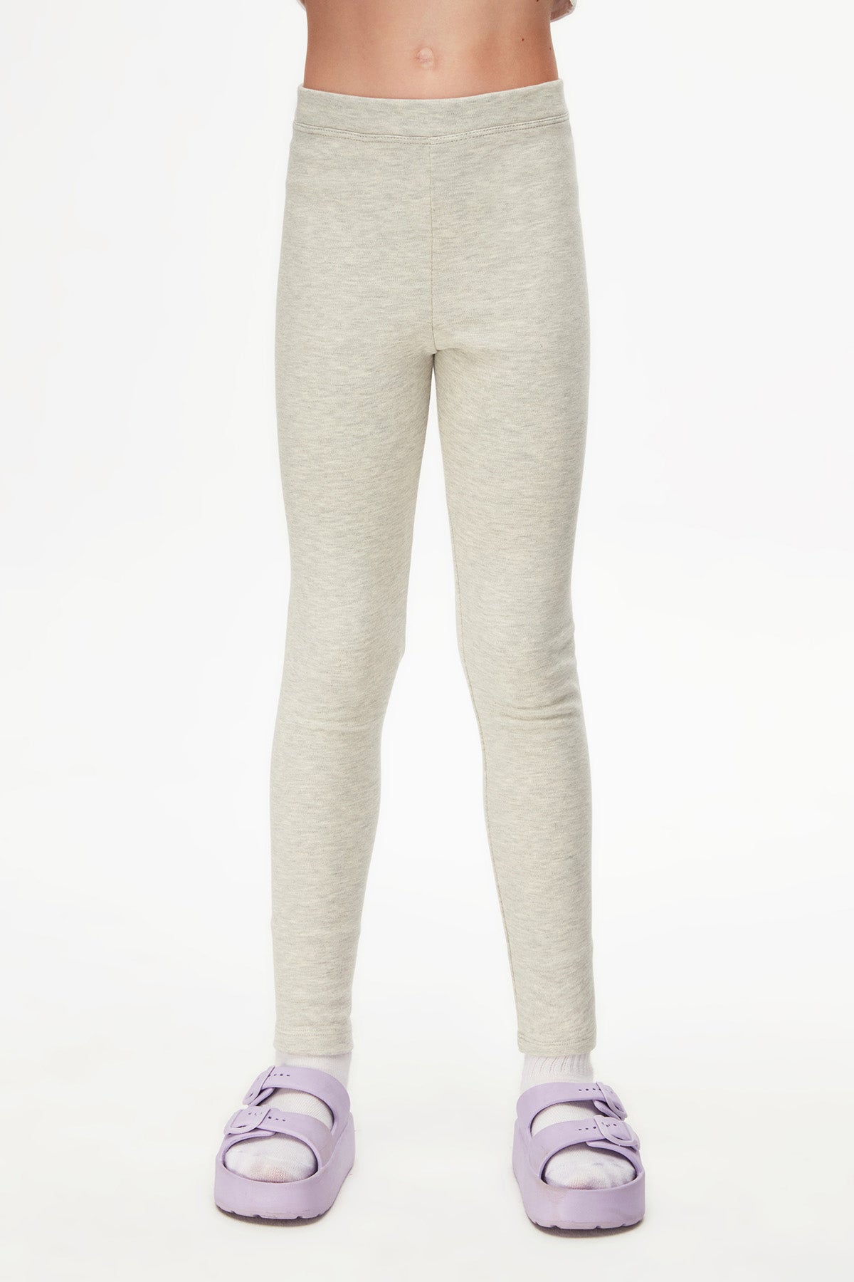 Basic Girls Winter Leggings (BRIGHT GRAY MELANGE)