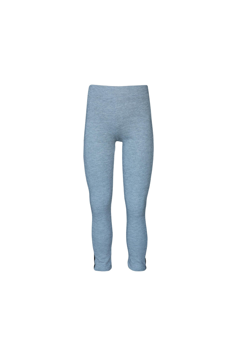 Girls' Pique Fabric Leggings with Side Leather Panels (ASH GRAY)