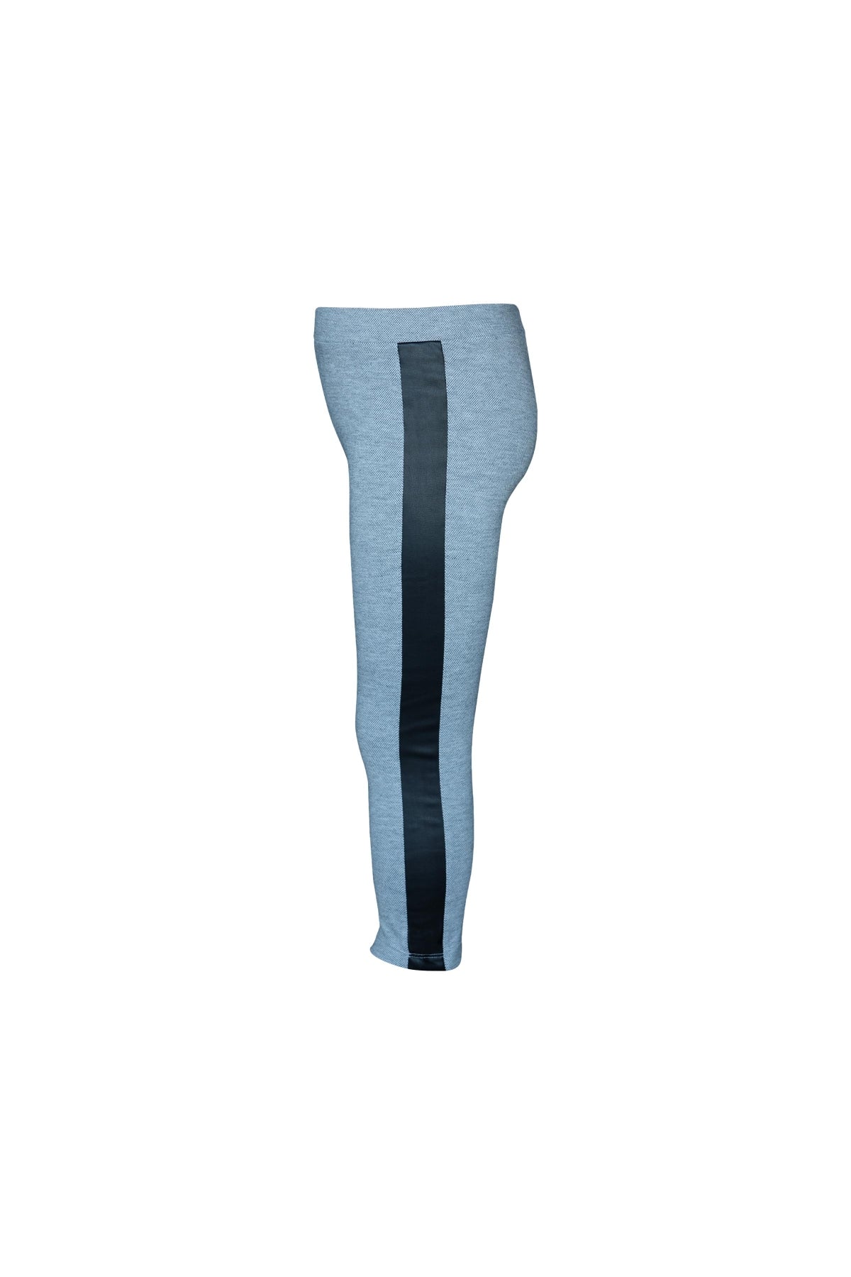 Girls' Pique Fabric Leggings with Side Leather Panels (ASH GRAY)