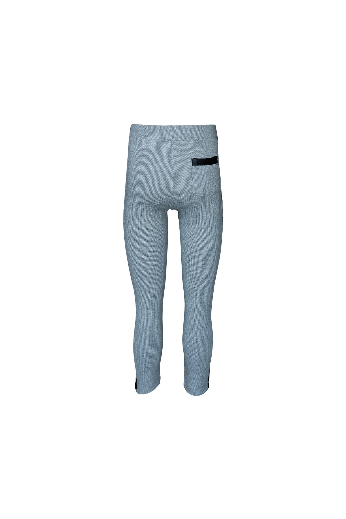 Girls' Pique Fabric Leggings with Side Leather Panels (ASH GRAY)