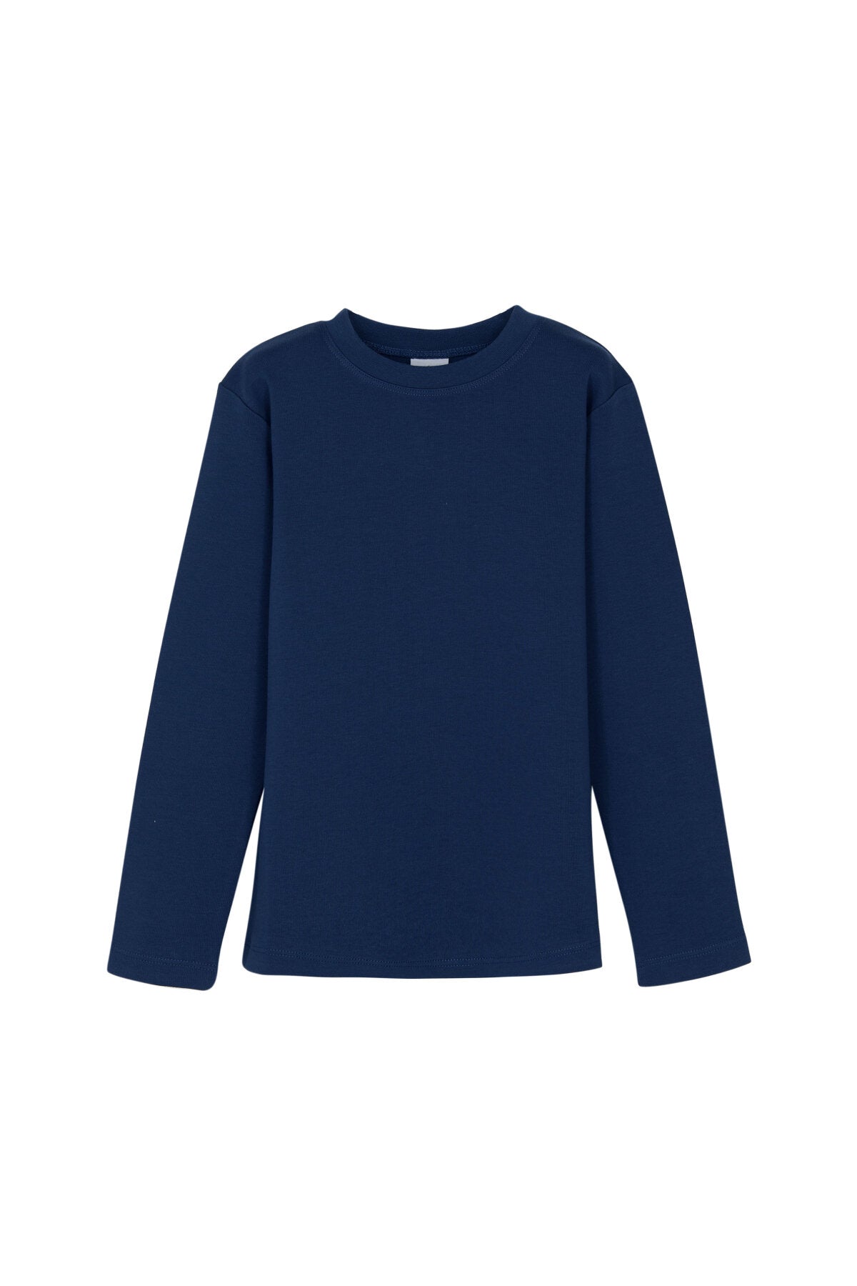 Basic Unisex Kids Winter Crew Neck Long Sleeve T-Shirt (NAVY)