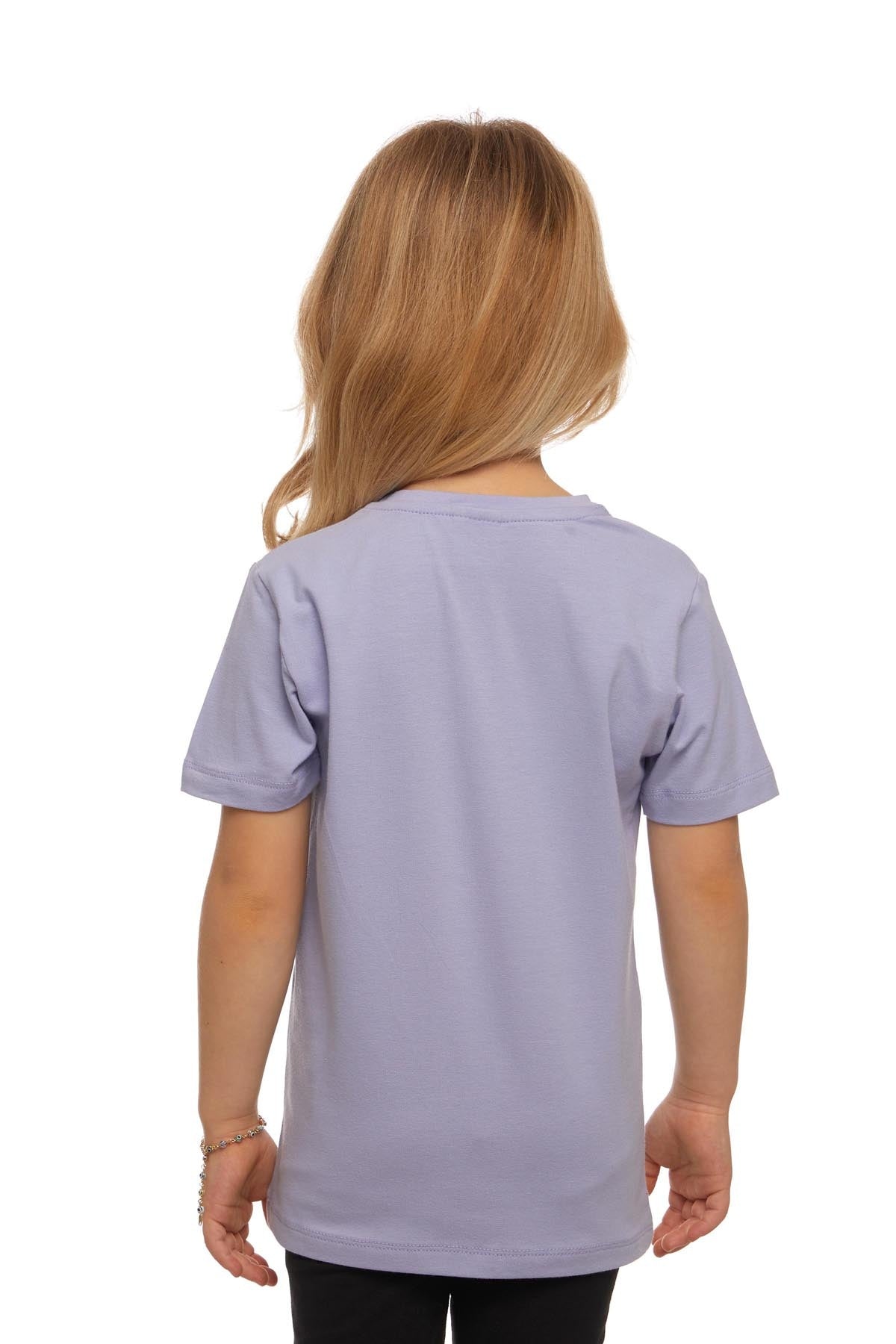 Basic Unisex Kids Crew Neck Short Sleeve T-Shirt (MISTY LILAC)