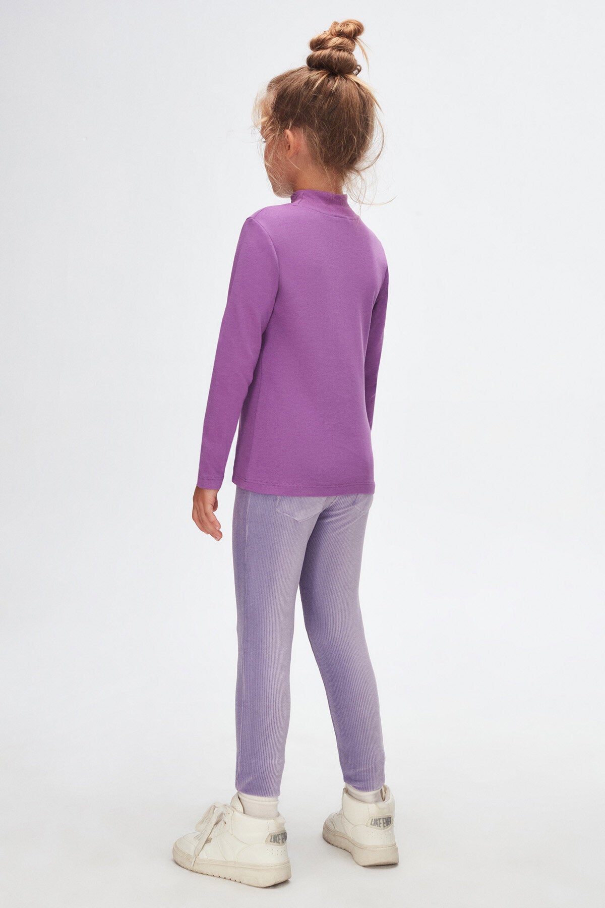 Girls' Basic Winter Mock Neck Long Sleeve T-Shirt (VIOLET)