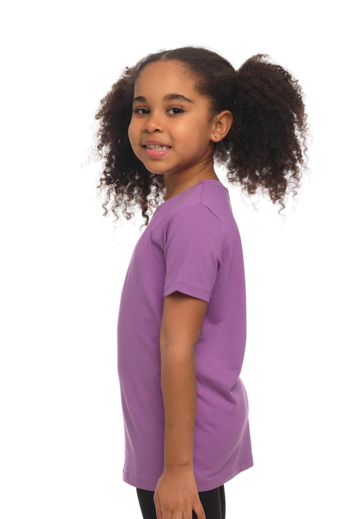 Basic Unisex Kids Crew Neck Short Sleeve T-Shirt (VIOLET)