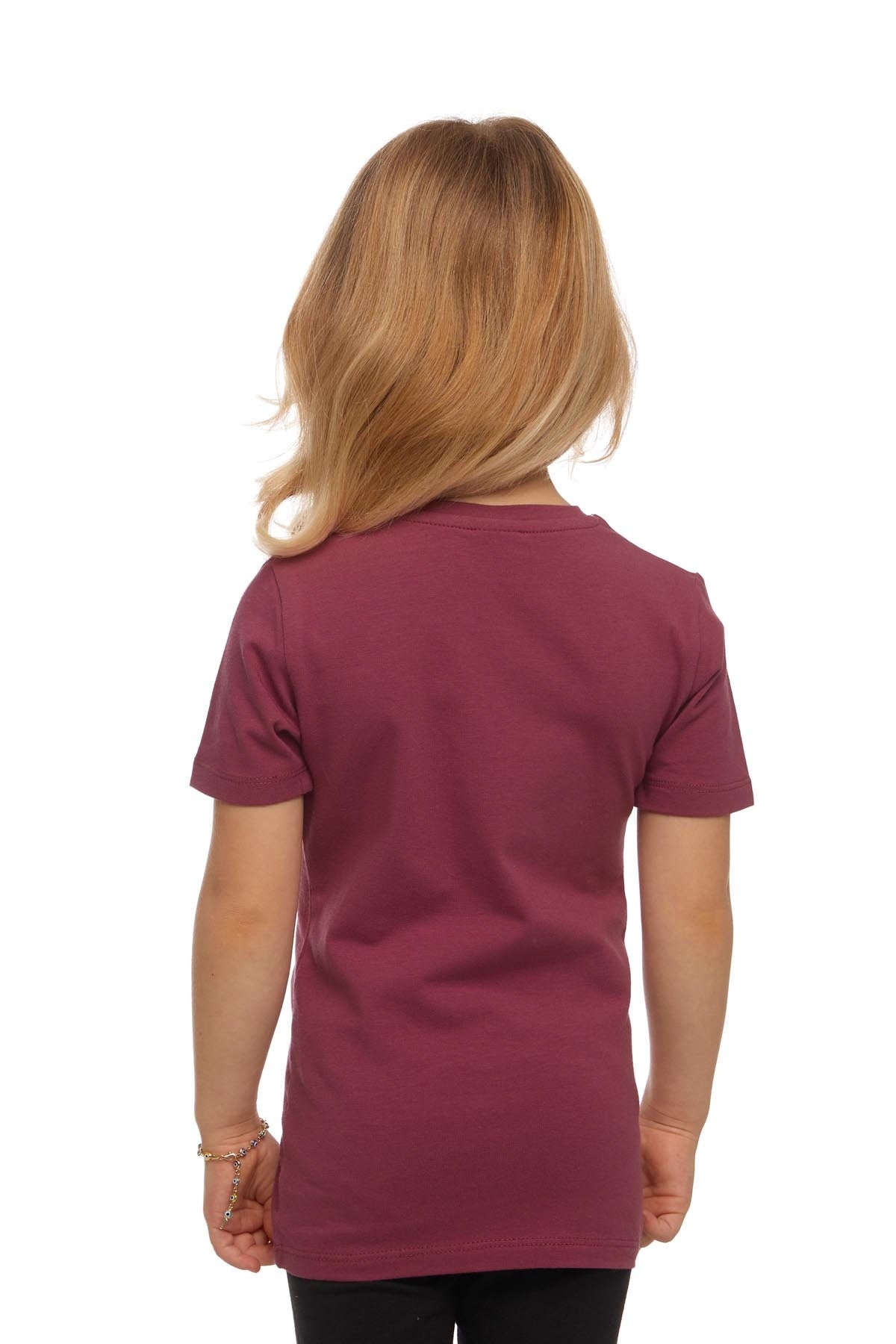 Basic Unisex Kids Crew Neck Short Sleeve T-Shirt (RED VIOLET)