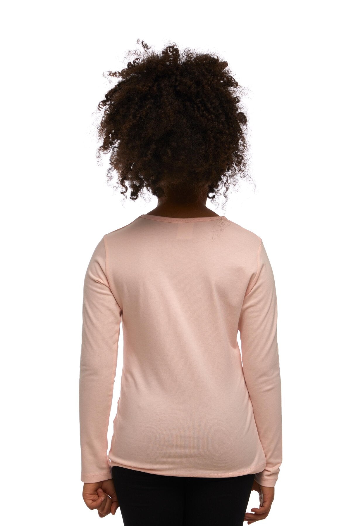 Girls' Basic Seasonal Stretch Long Sleeve T-Shirt (BRIGHT POWDER PINK)