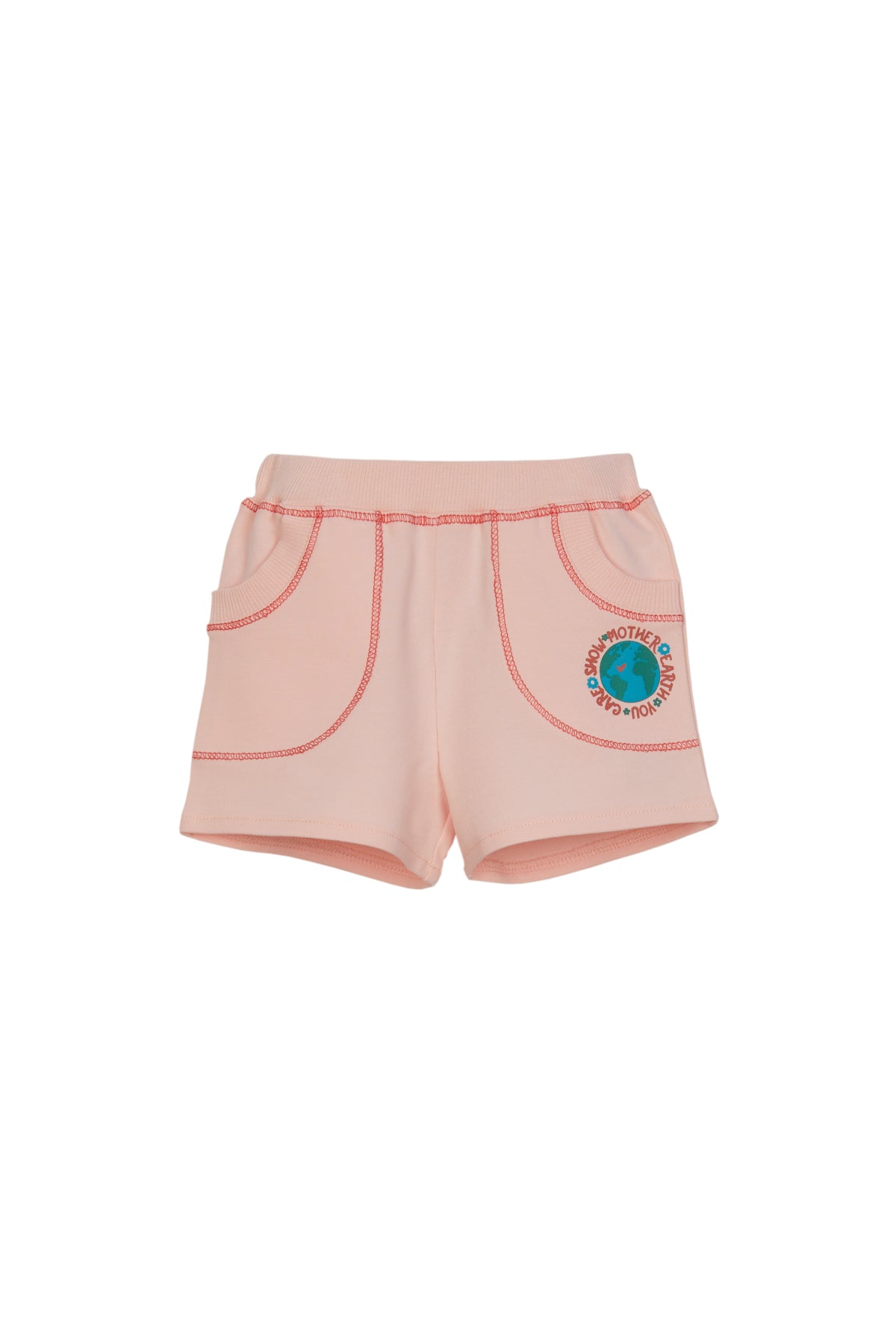 Girls' Two-Thread World Print Shorts with Pockets (BRIGHT POWDER PINK)