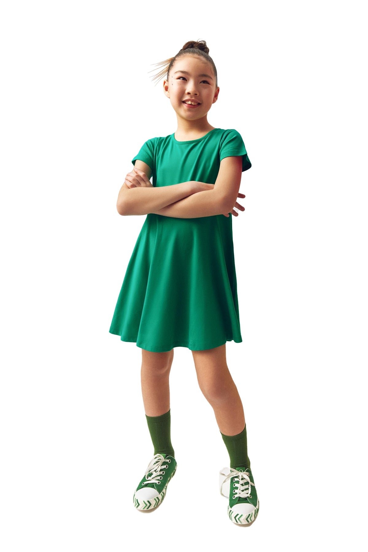 Basic Girls Short Sleeve Dress (POOL TURQUOISE)