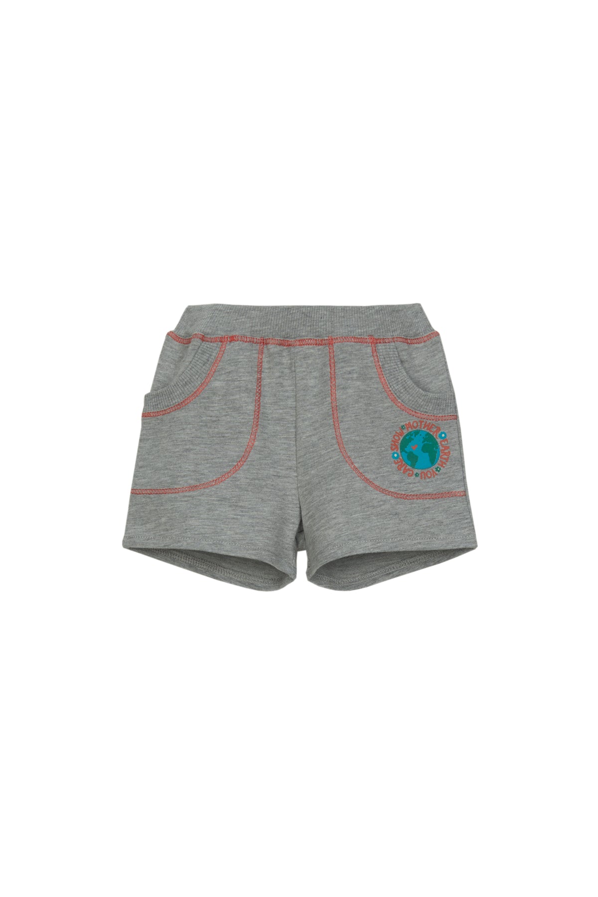 Girls' Two-Thread World Print Shorts with Pockets (MOON GRAY)