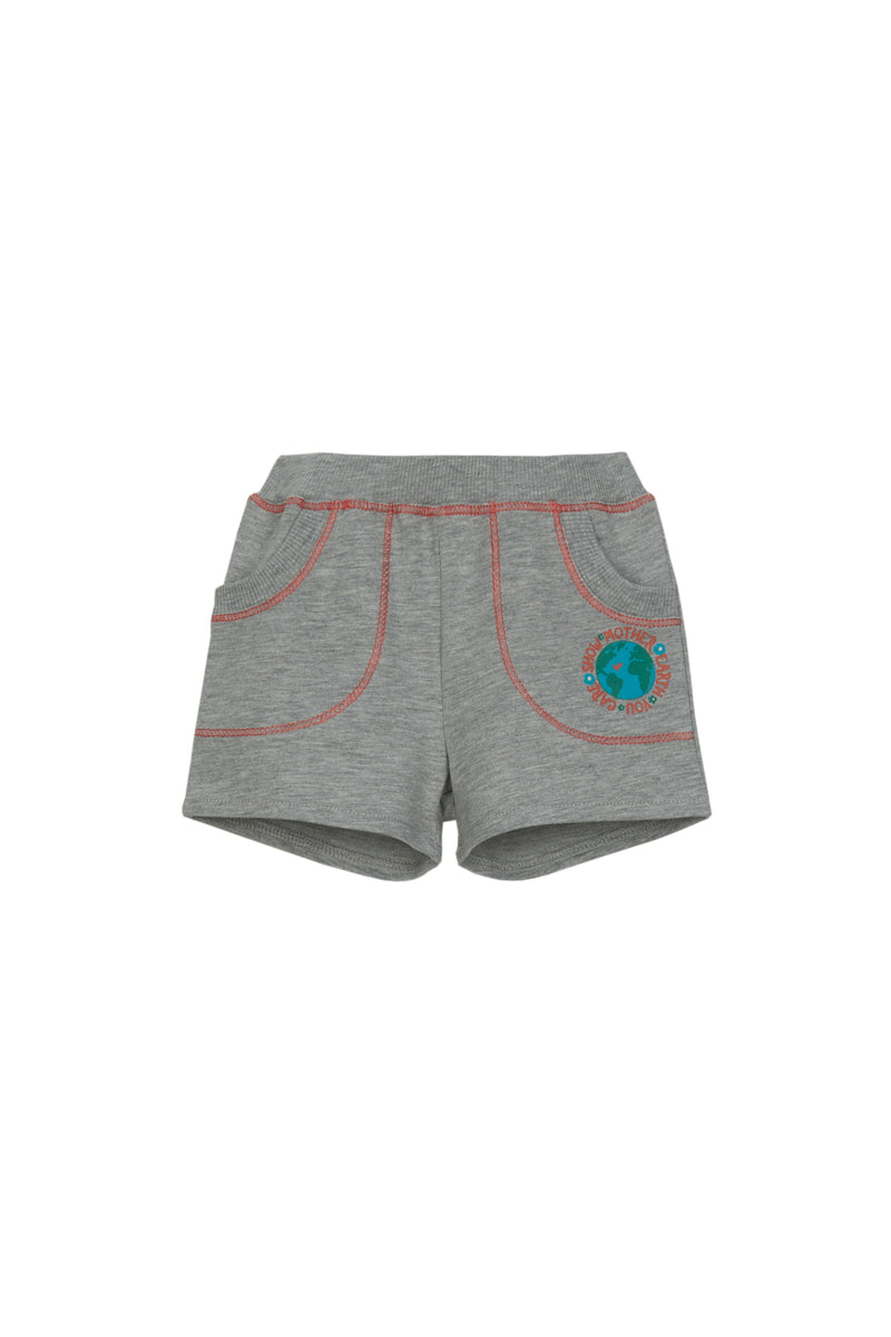 Girls' Two-Thread World Print Shorts with Pockets (MOON GRAY)