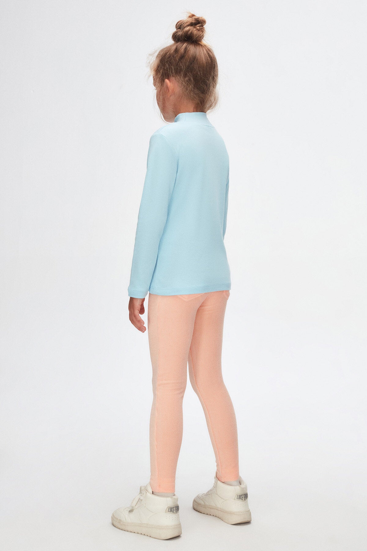 Girls' Basic Winter Mock Neck Long Sleeve T-Shirt (BABY BLUE)