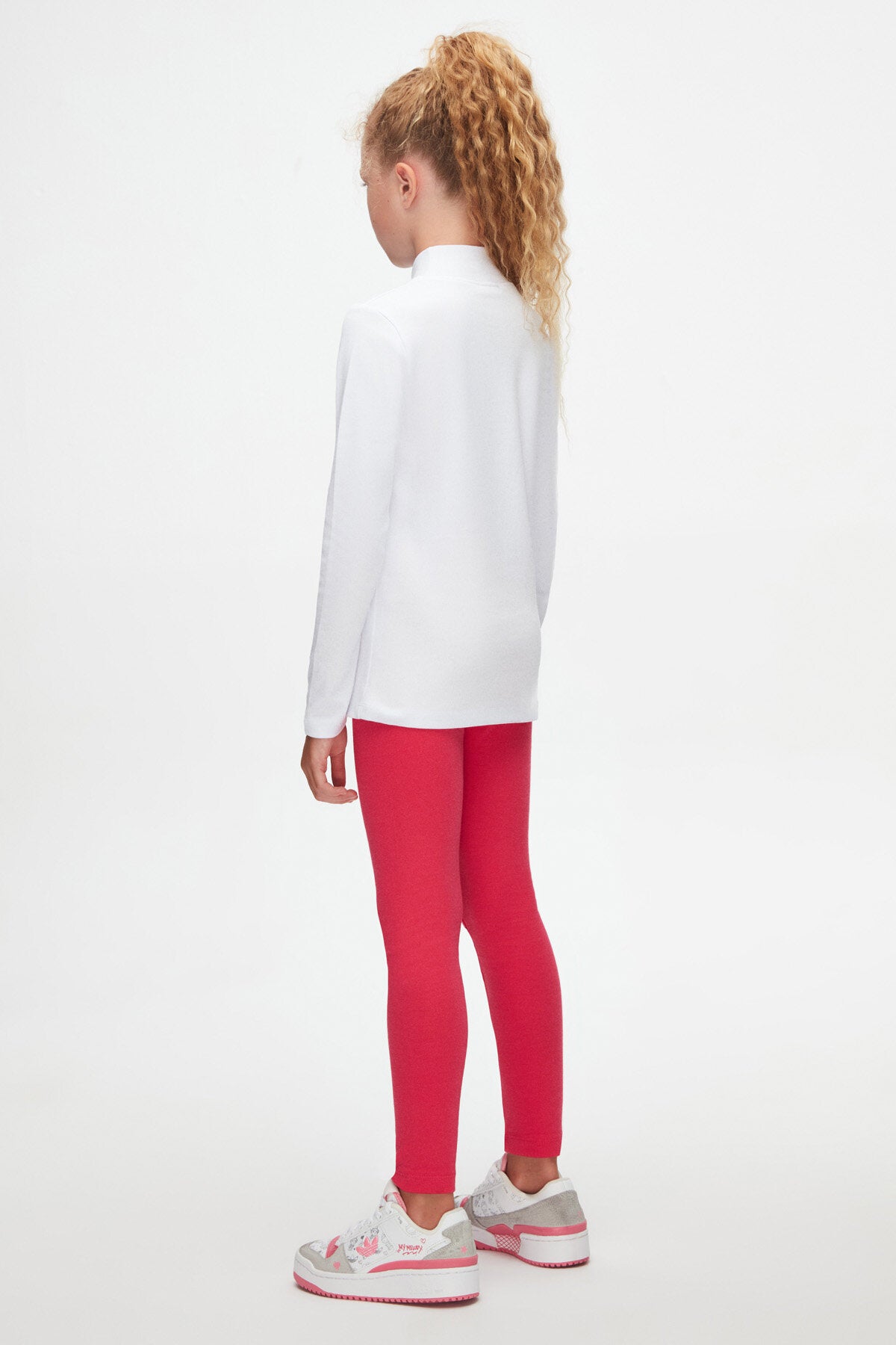 Girls' Basic Winter Mock Neck Long Sleeve T-Shirt (WHITE)