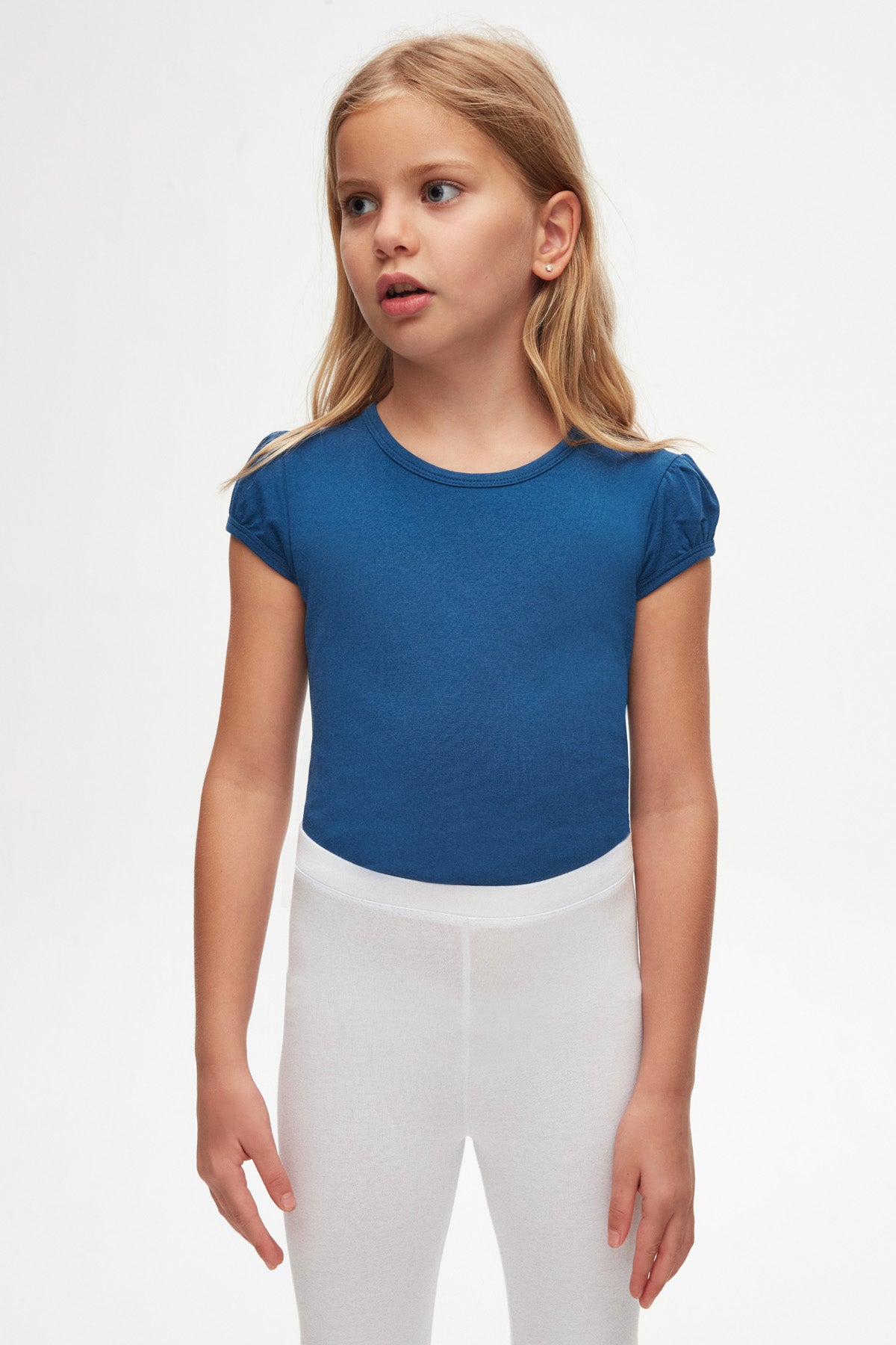 Girls' Basic Below-the-Knee Capri Leggings (WHITE)