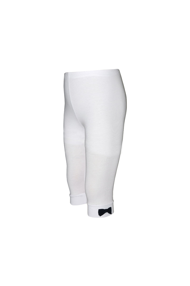 Girls Basic Bow Below-Knee Capri Leggings (WHITE)