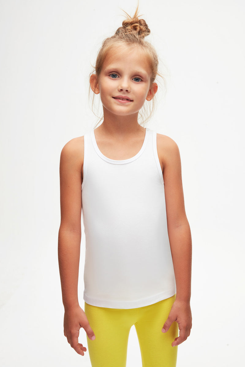 Girls' Basic Racerback Tank Top (WHITE)