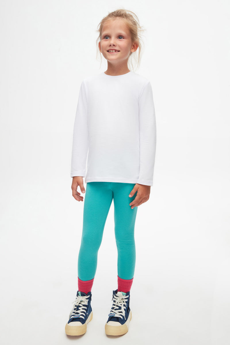 Basic Unisex Kids Seasonal Crew Neck Long Sleeve T-Shirt (WHITE)