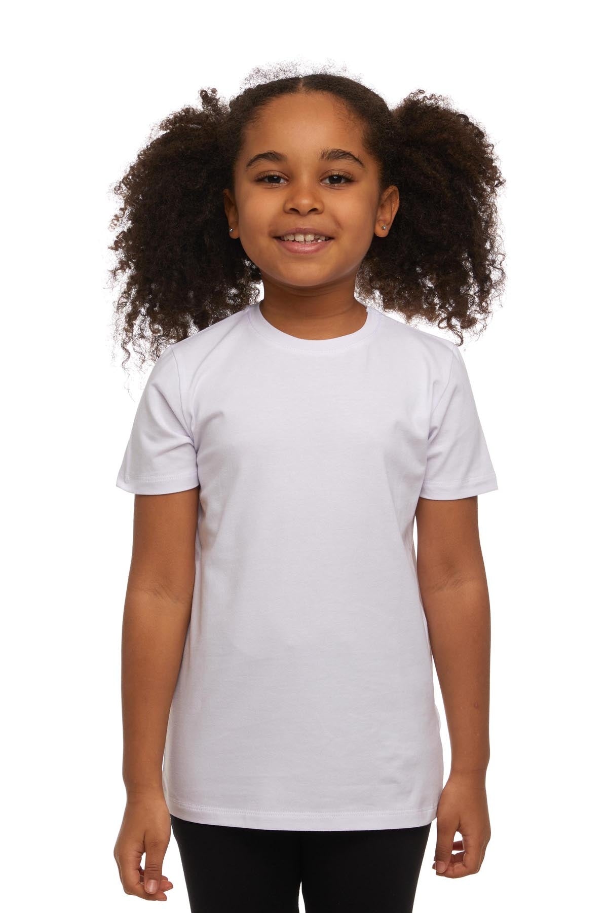 Basic Unisex Kids Crew Neck Short Sleeve T-Shirt (WHITE)