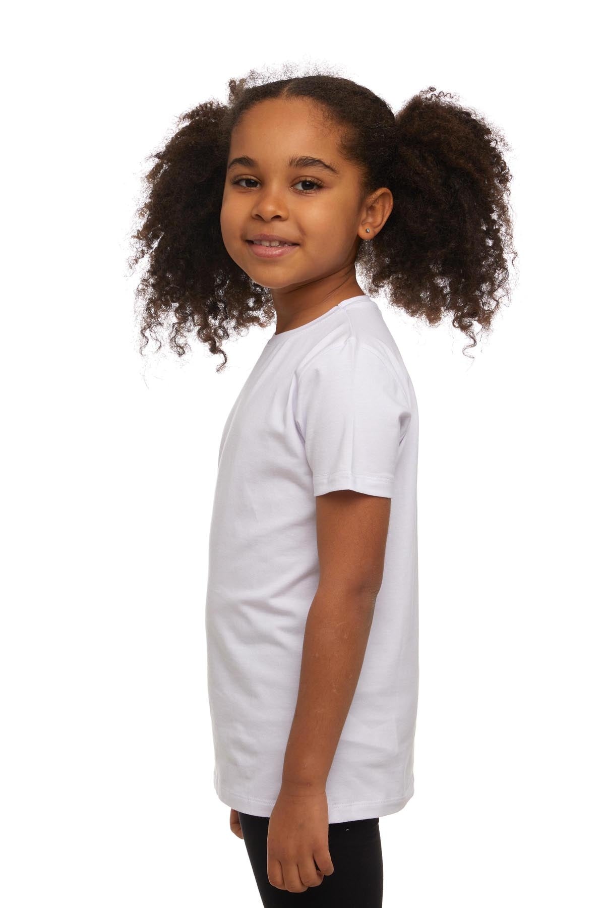 Basic Unisex Kids Crew Neck Short Sleeve T-Shirt (WHITE)