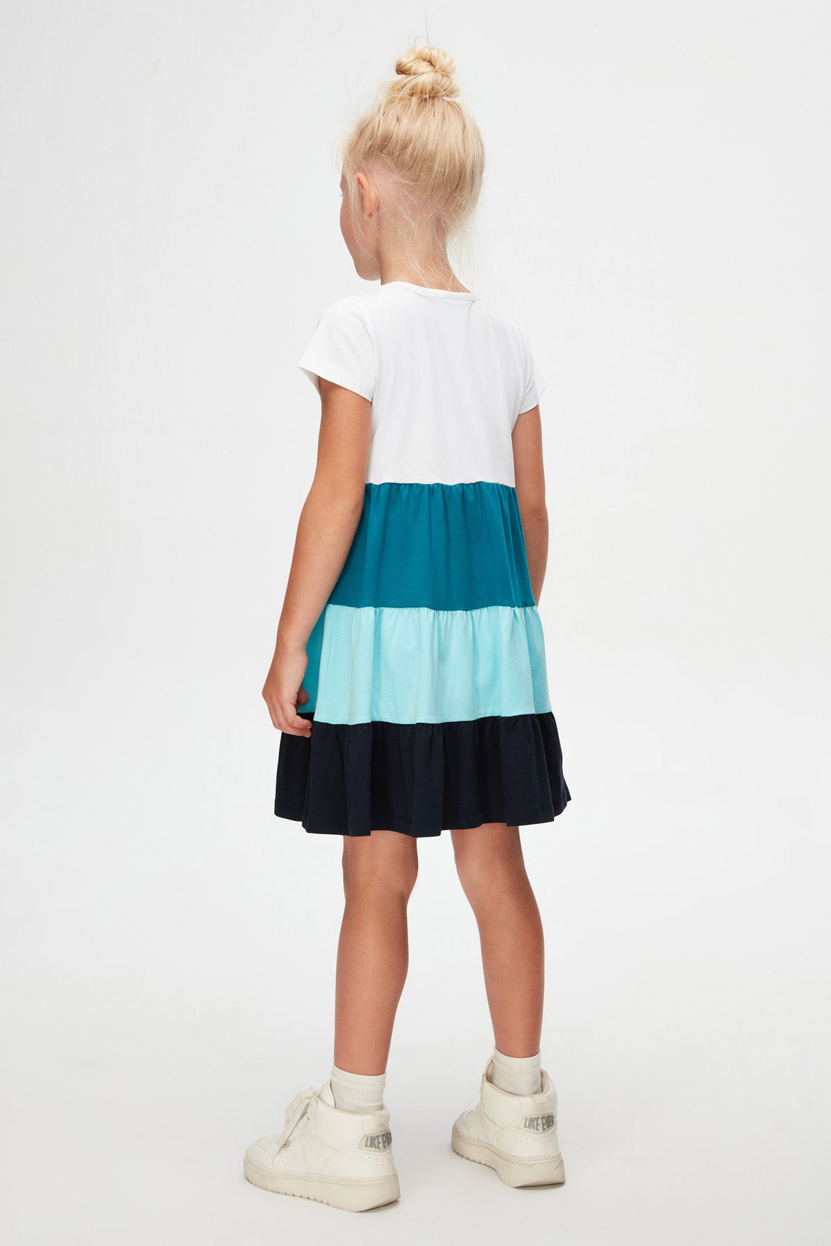 Girls Tiered Short Sleeve Bow Dress_sizechart