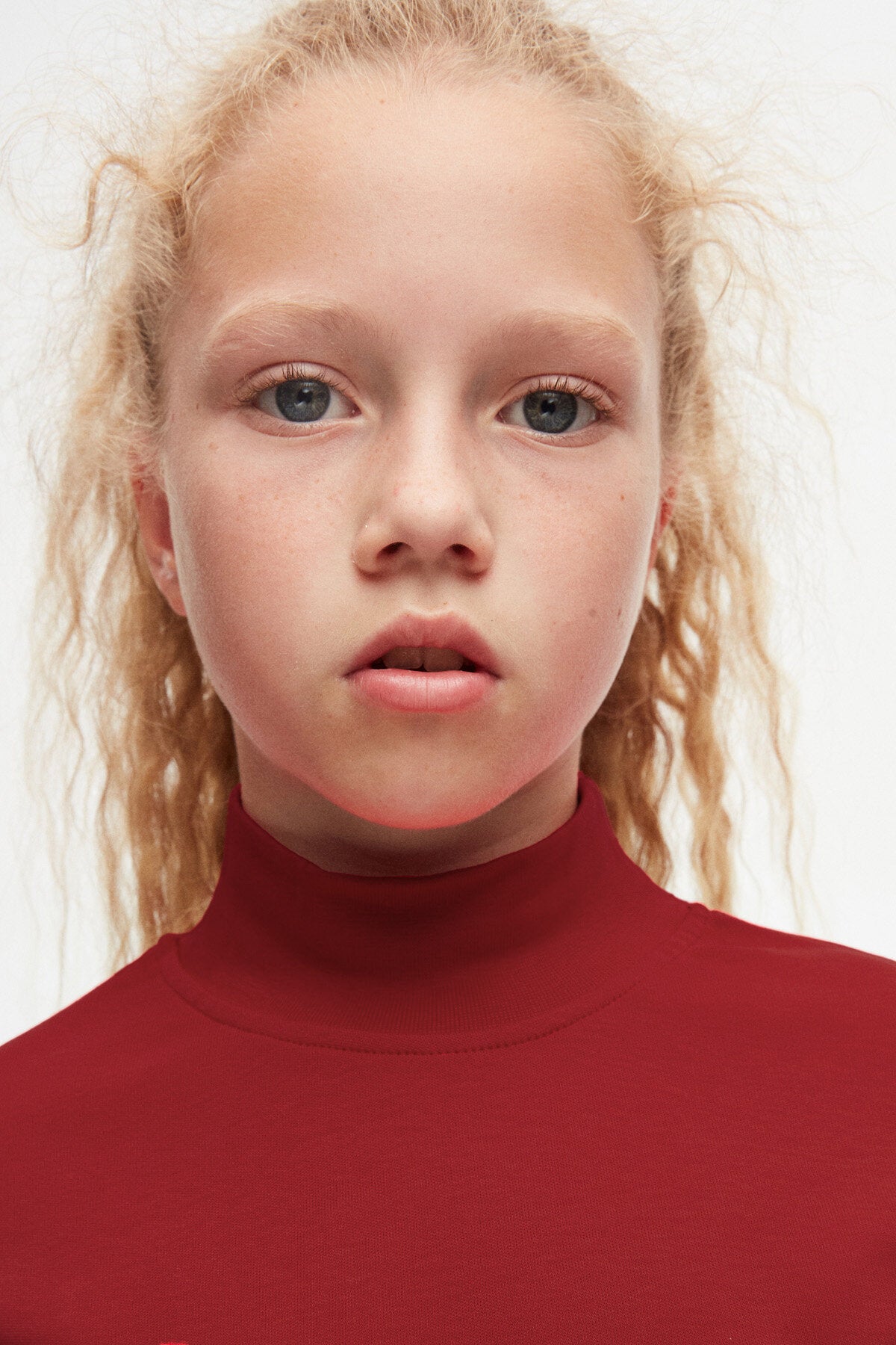 Girls' Basic Winter Mock Neck Long Sleeve T-Shirt (BURGUNDY)
