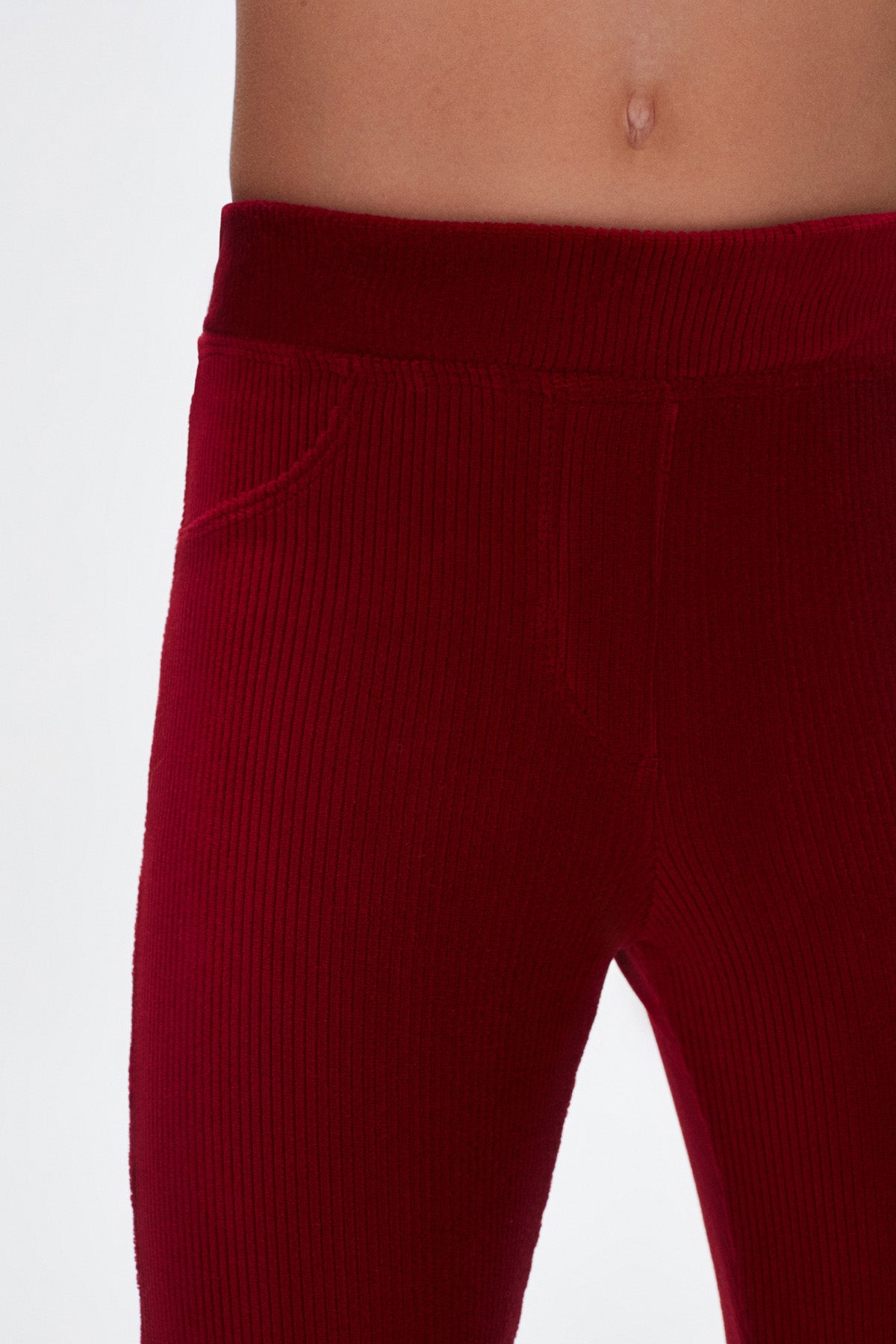 Girls' Ribbed Corduroy Leggings with Pockets (BURGUNDY)
