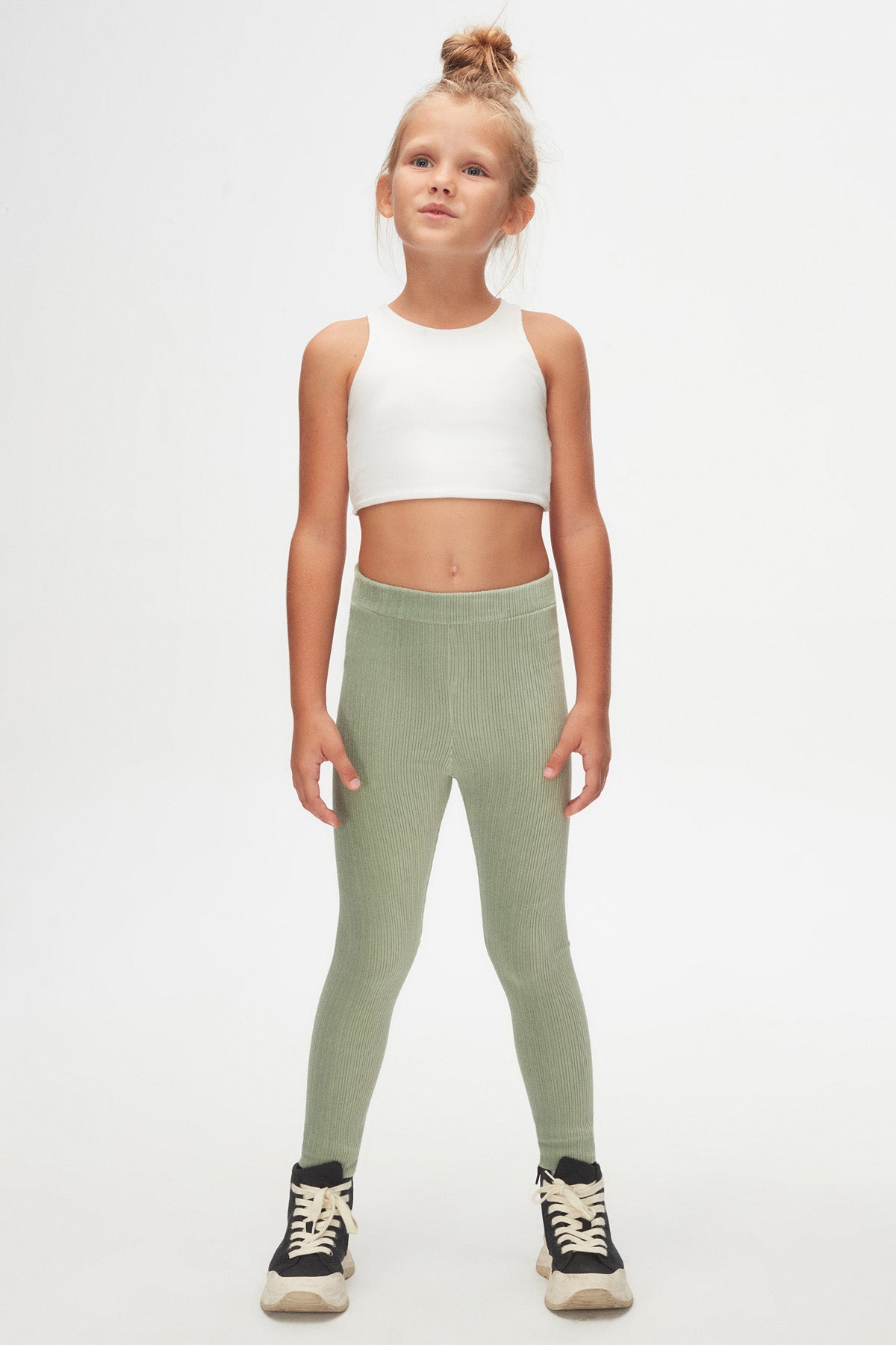 Girls' Ribbed Corduroy Leggings (ALMOND GREEN)