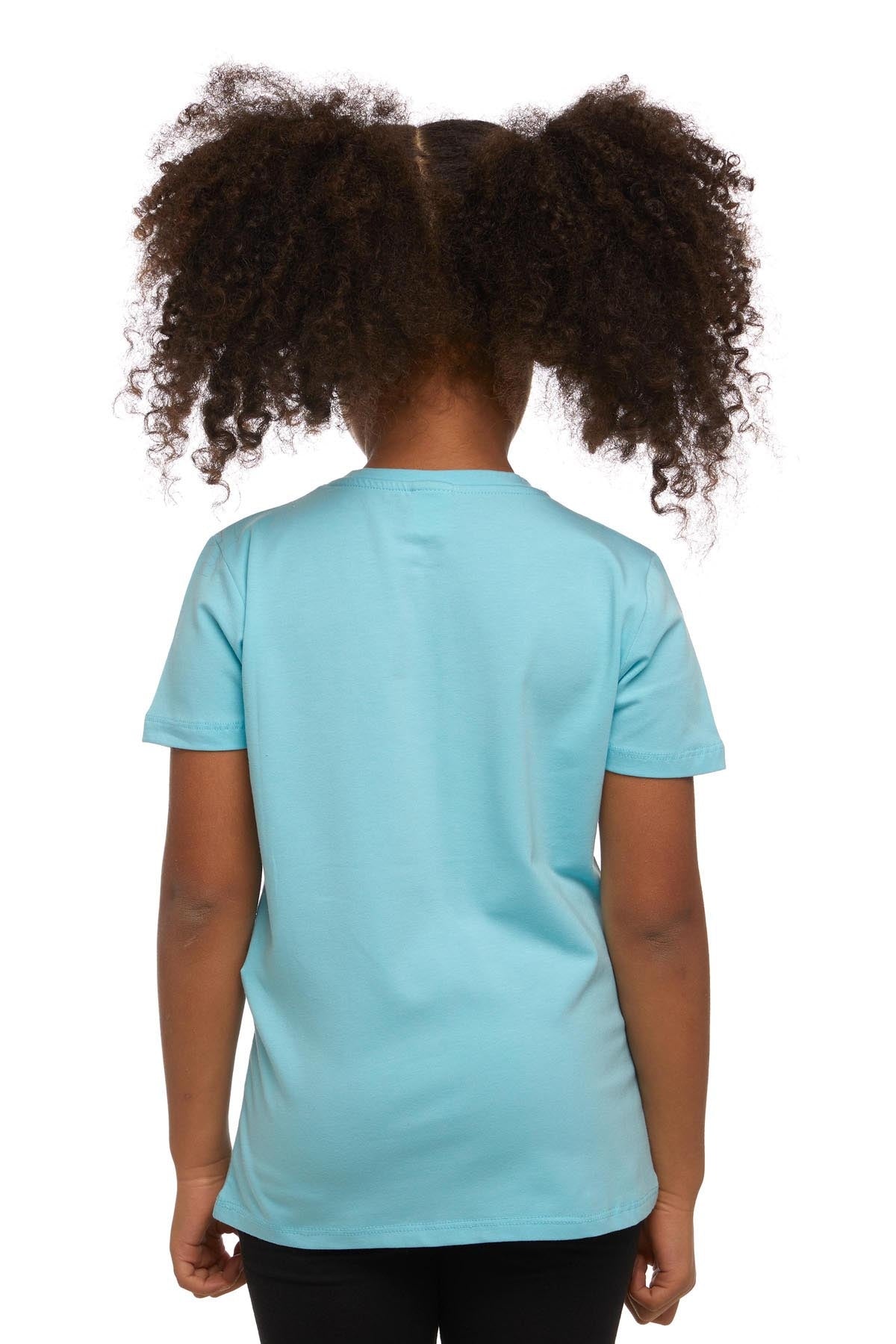 Basic Unisex Kids Crew Neck Short Sleeve T-Shirt (CYAN)