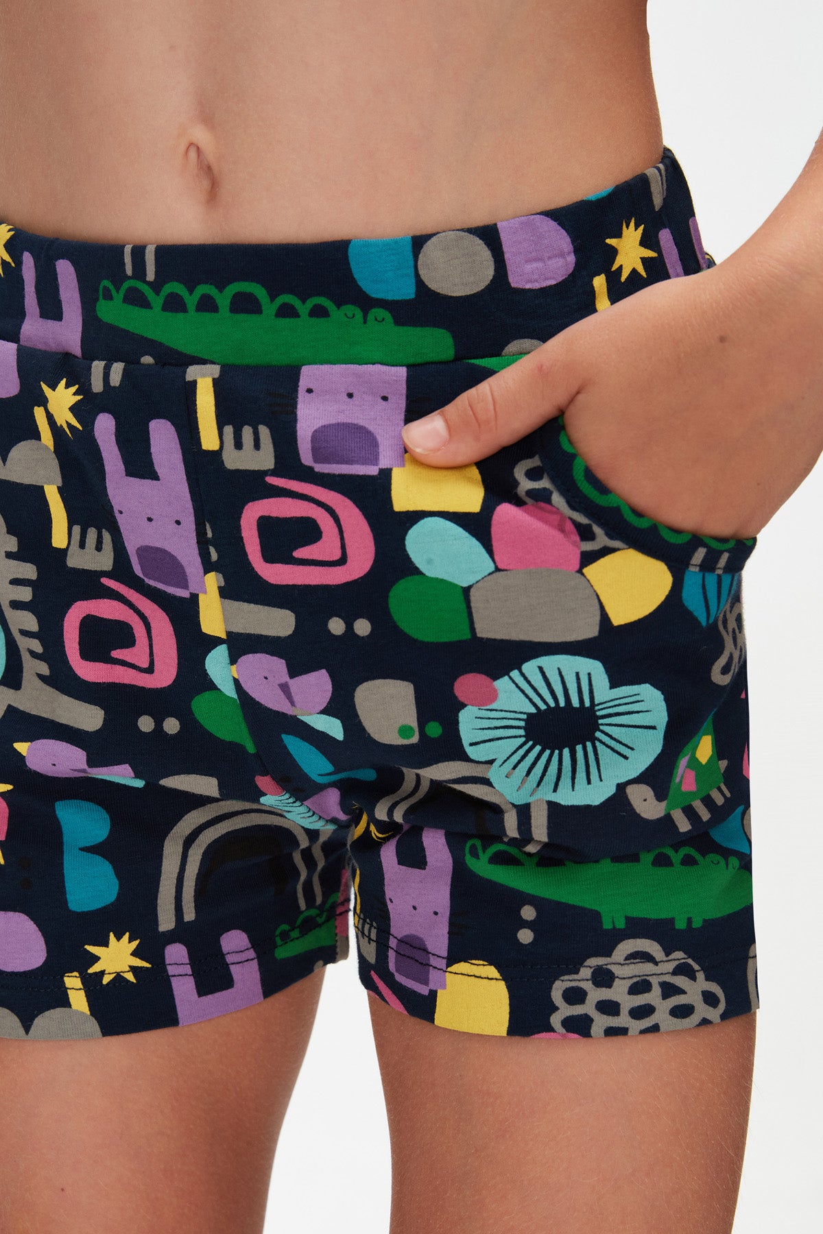 Girls' Animal Patterned Shorts with Pockets
