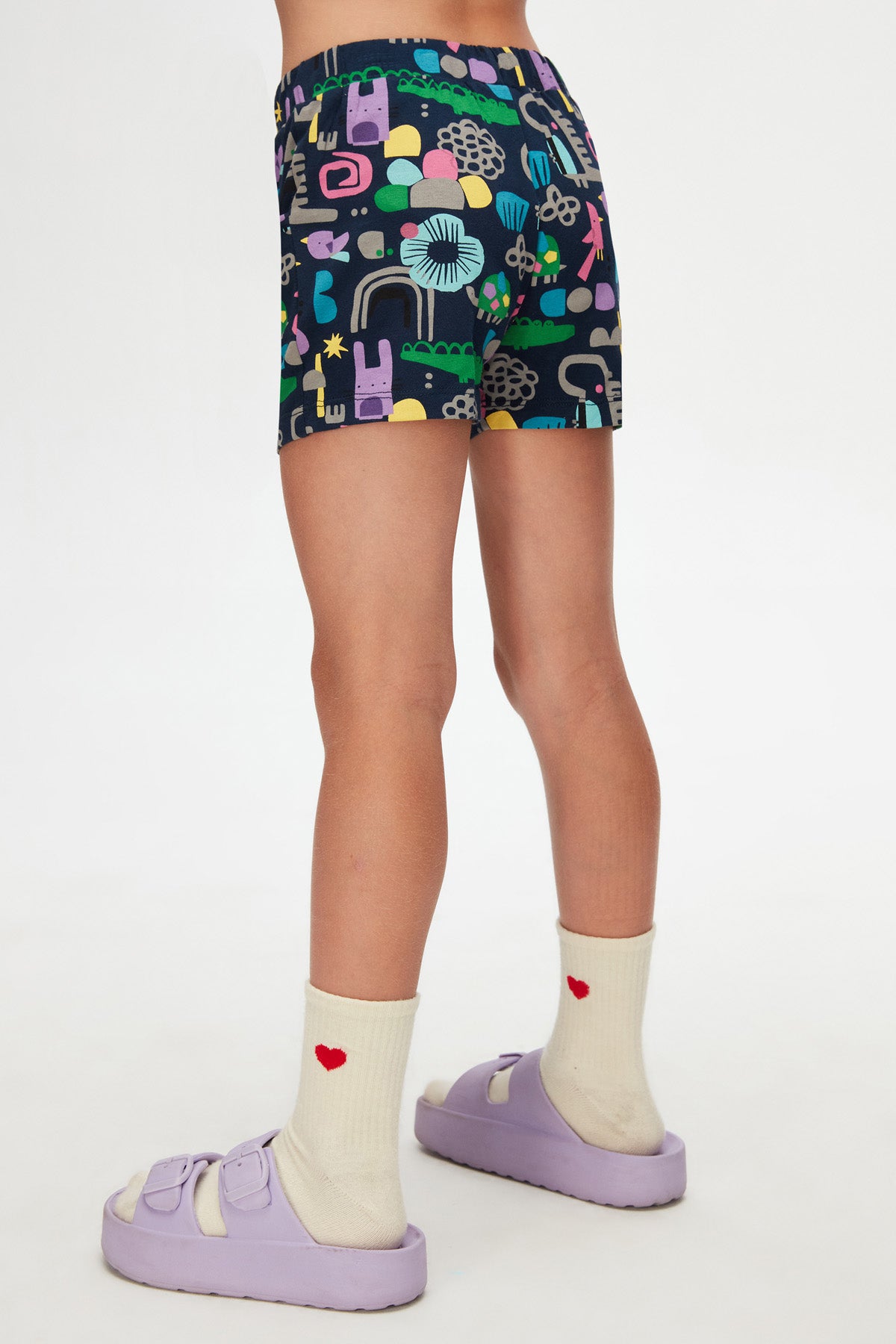 Girls' Animal Patterned Shorts with Pockets_sizechart