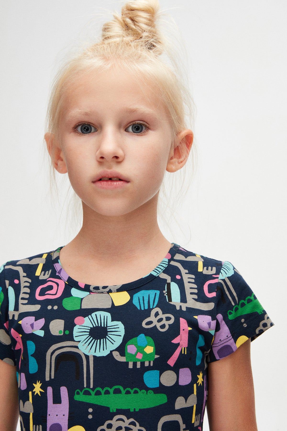 Cutouts Animal Girls' Patterned Short Sleeve Dress