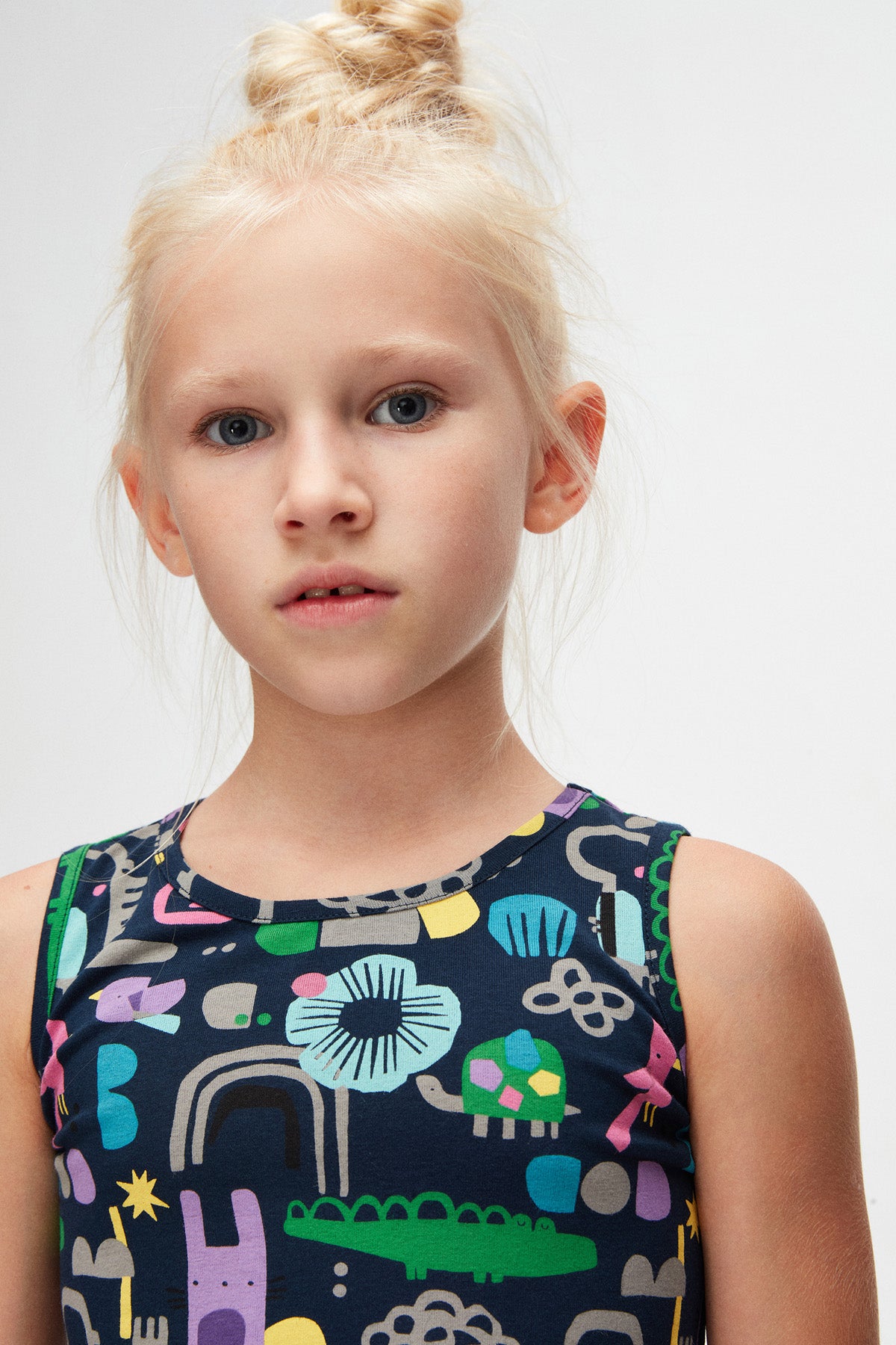 Girls' Cutouts Animal Patterned Sleeveless Dress