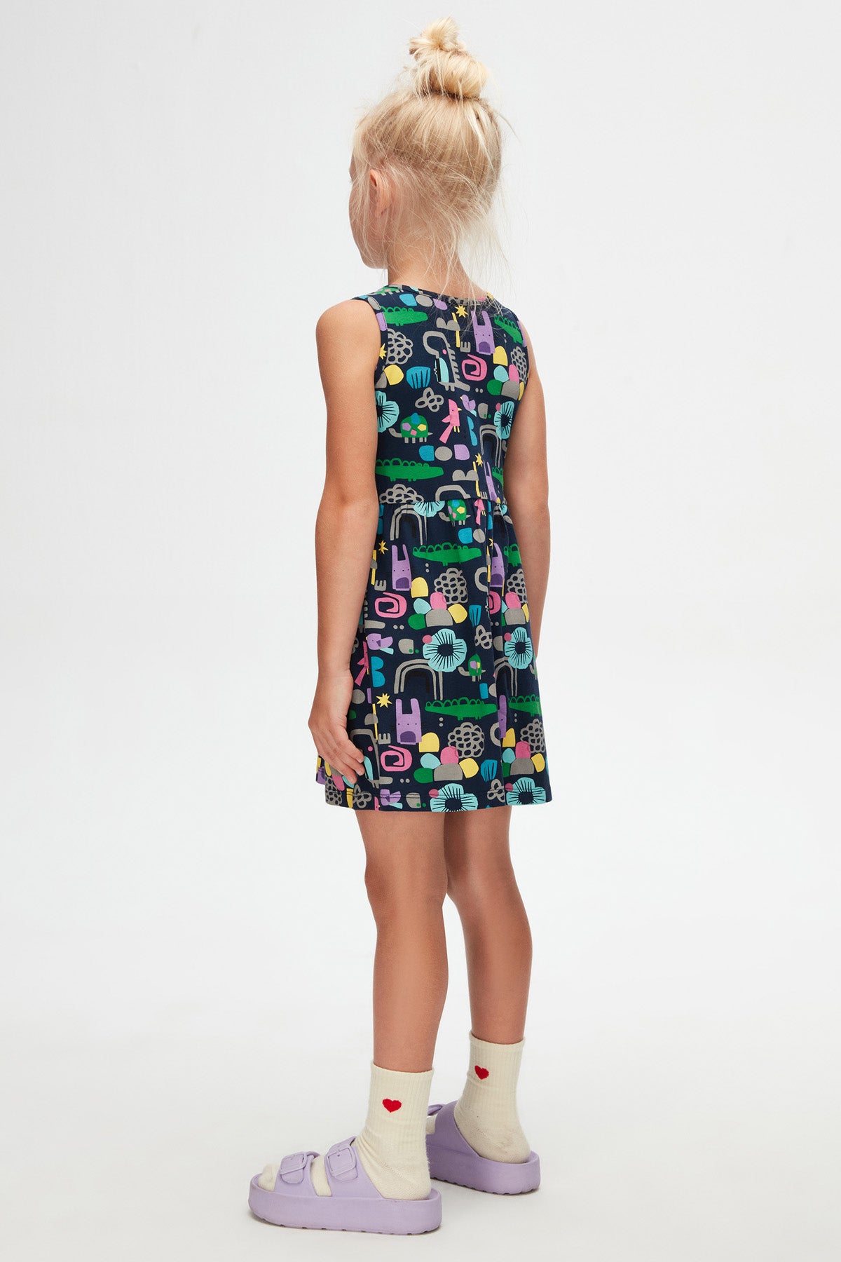 Girls' Cutouts Animal Patterned Sleeveless Dress_sizechart