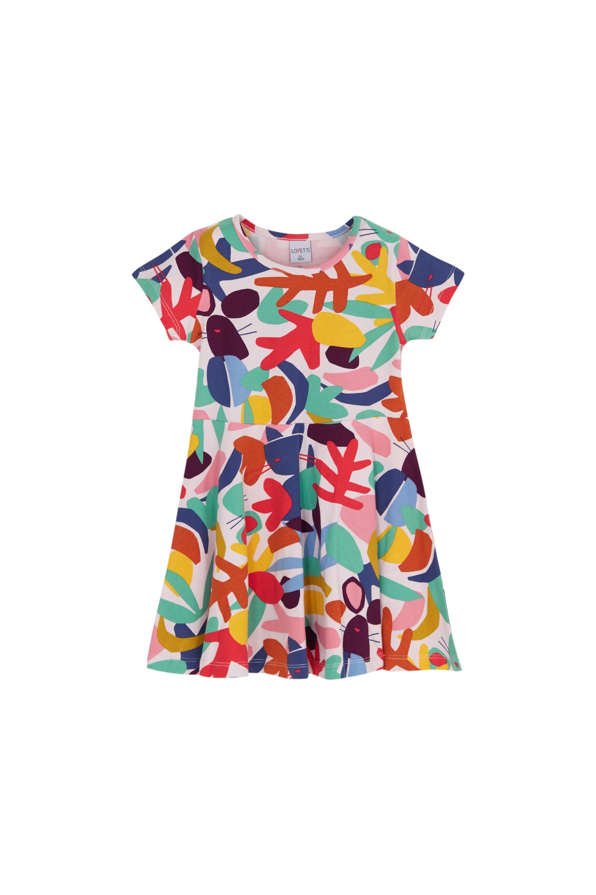 Girls Cutouts Foliage Patterned Short Sleeve Dress