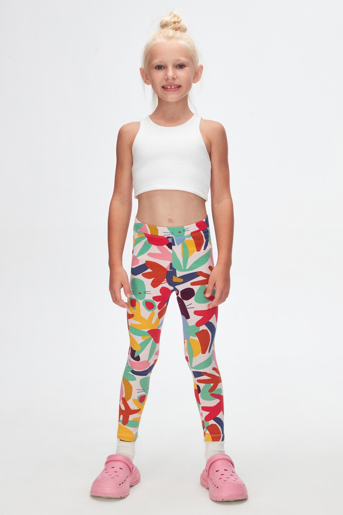 Girls' Cutouts Foliage Summer Patterned Leggings