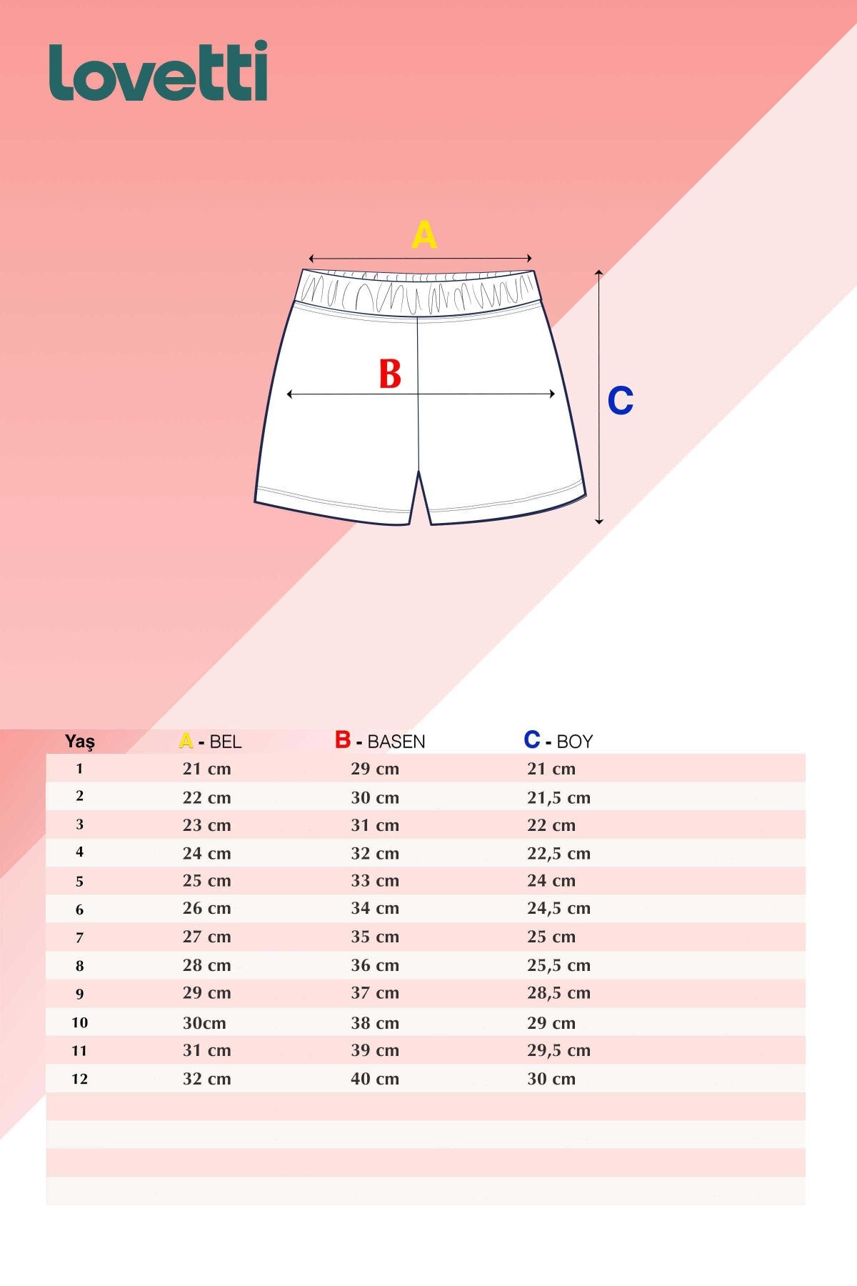 Girls' Cutouts Leaf Patterned Shorts with Pockets_sizechart