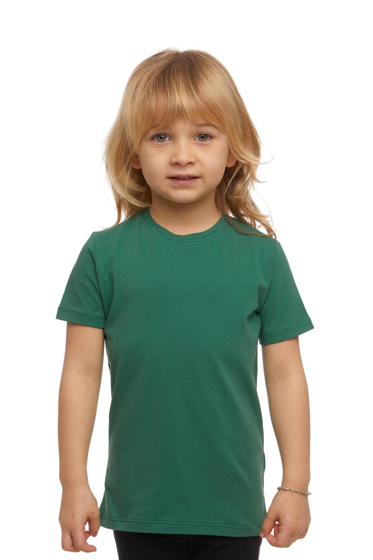 Basic Unisex Kids Crew Neck Short Sleeve T-Shirt (PINE KHAKI)