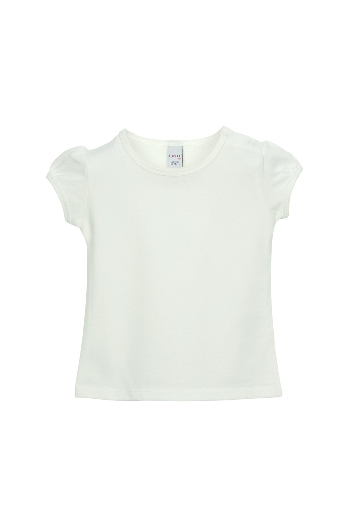 Baby Girl Basic Puff Sleeve Snap-Button T-Shirt (GARDENIA ECRU)