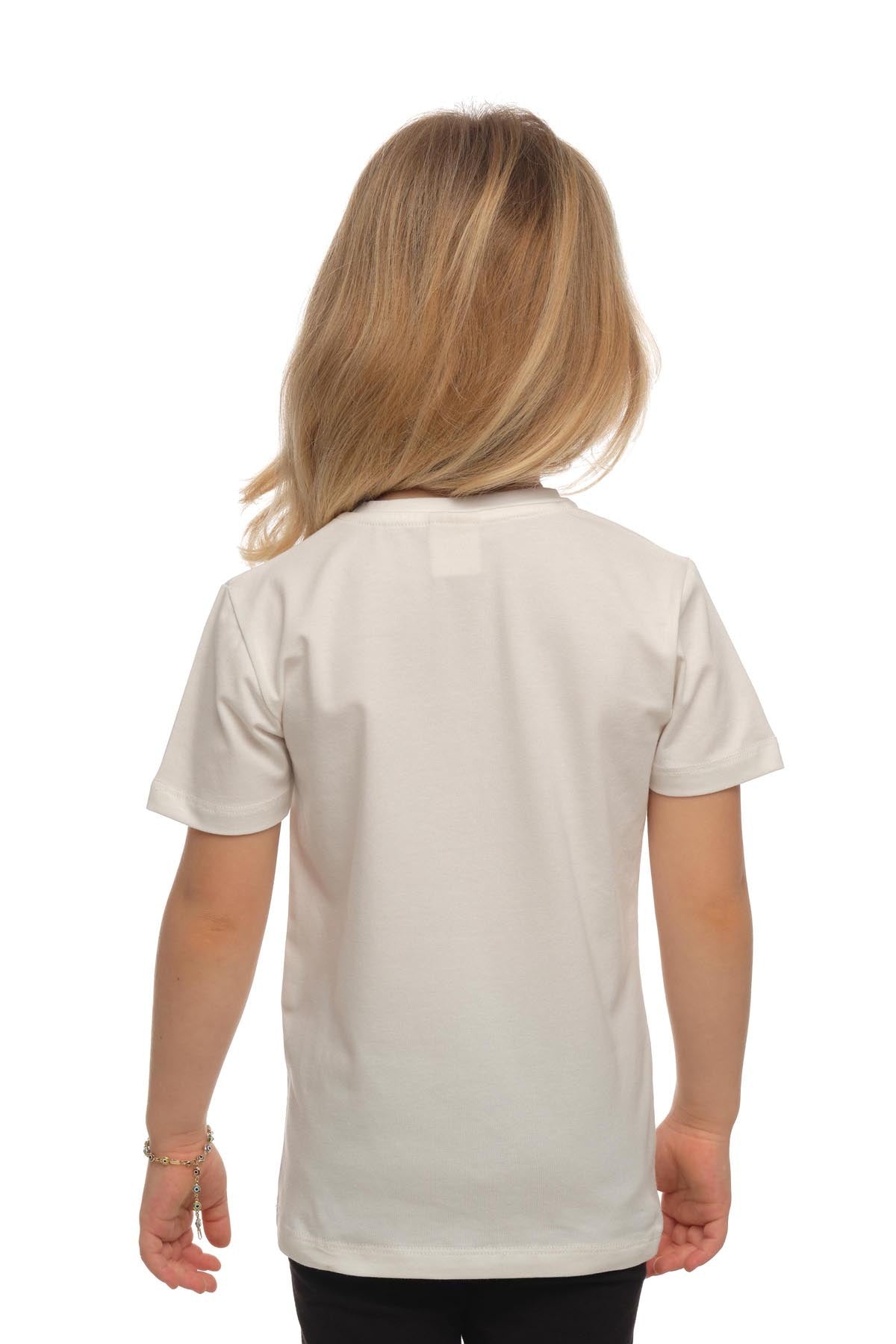 Basic Unisex Kids Crew Neck Short Sleeve T-Shirt (GARDENIA ECRU)