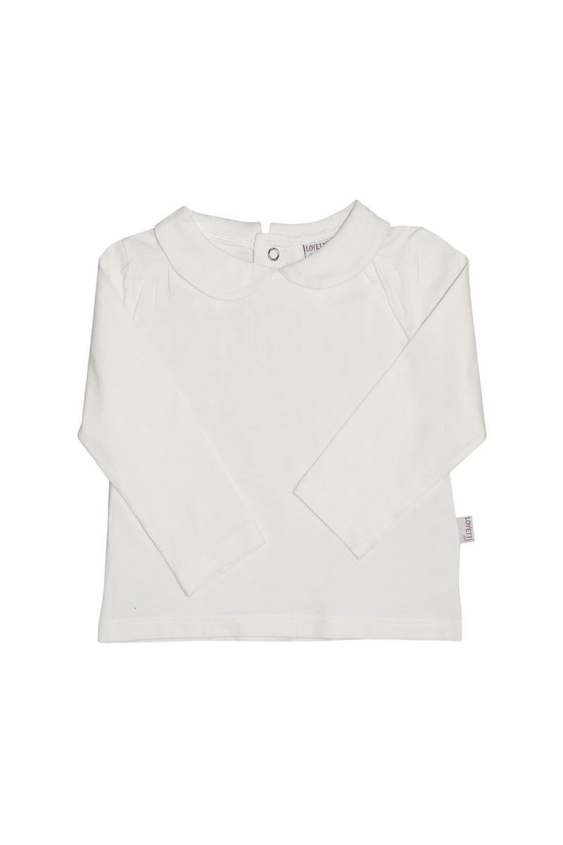 Baby Peter Pan Collar Snap Long Sleeve T-Shirt (GARDENIA ECRU)