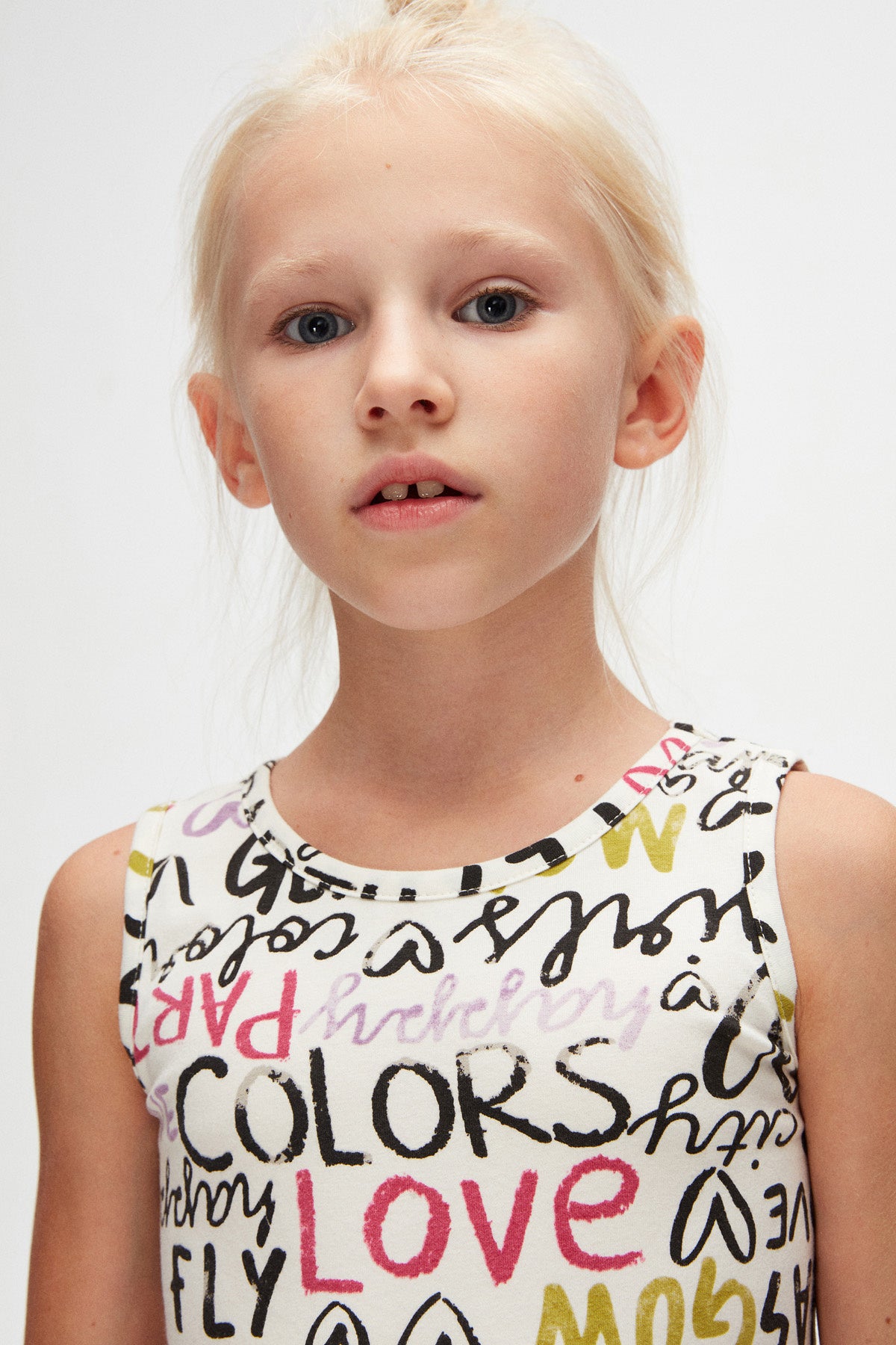 Girls' Glasgow Pattern Sleeveless Dress (GARDENIA ECRU)