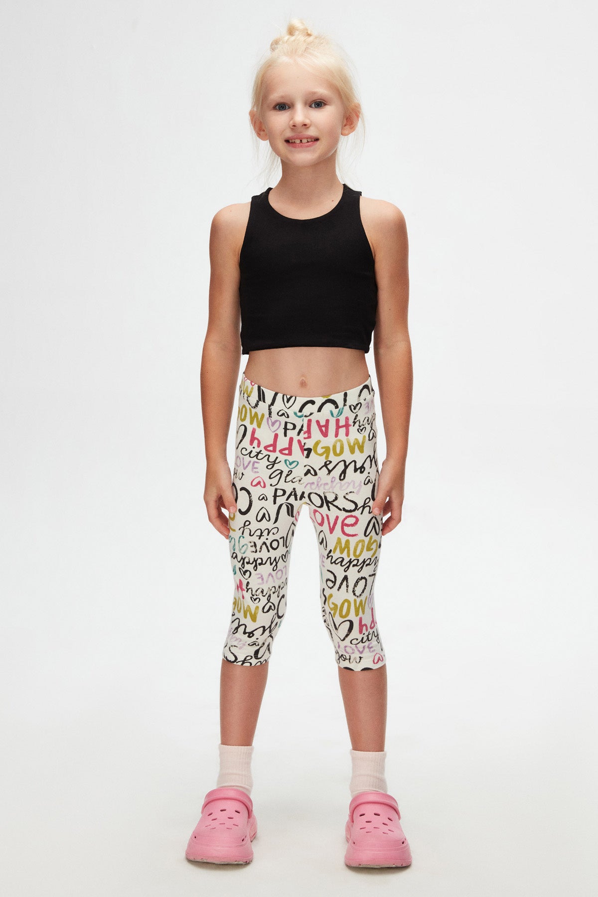 Glasgow Girls Patterned Below-the-Knee Capri Leggings (GARDENIA ECRU)