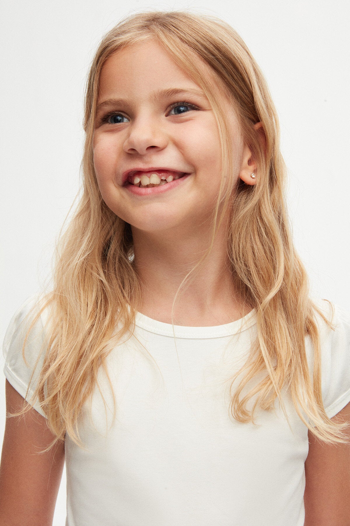 Girls' Puff Sleeve Basic T-Shirt (GARDENIA ECRU)
