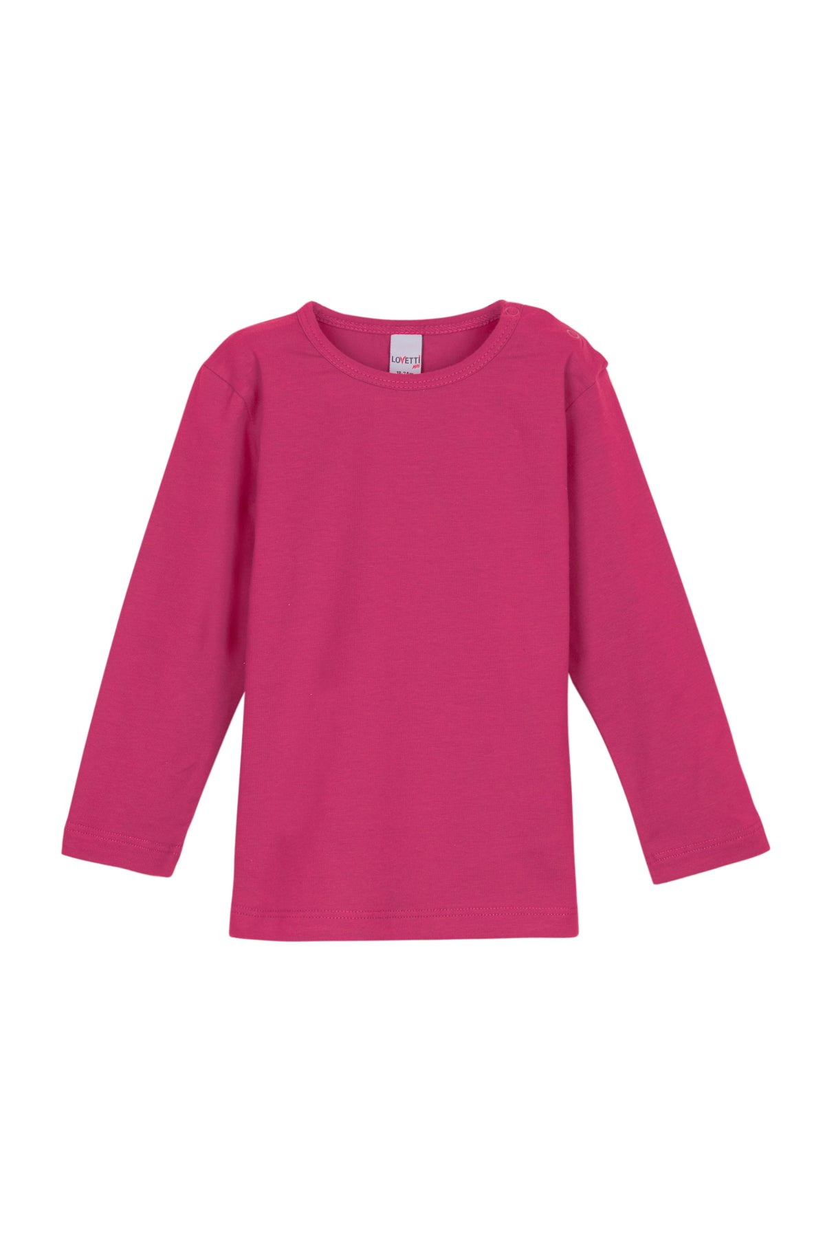 Basic Long Sleeve Snap-Button Baby T-Shirt (FUCHSIA ROSE)