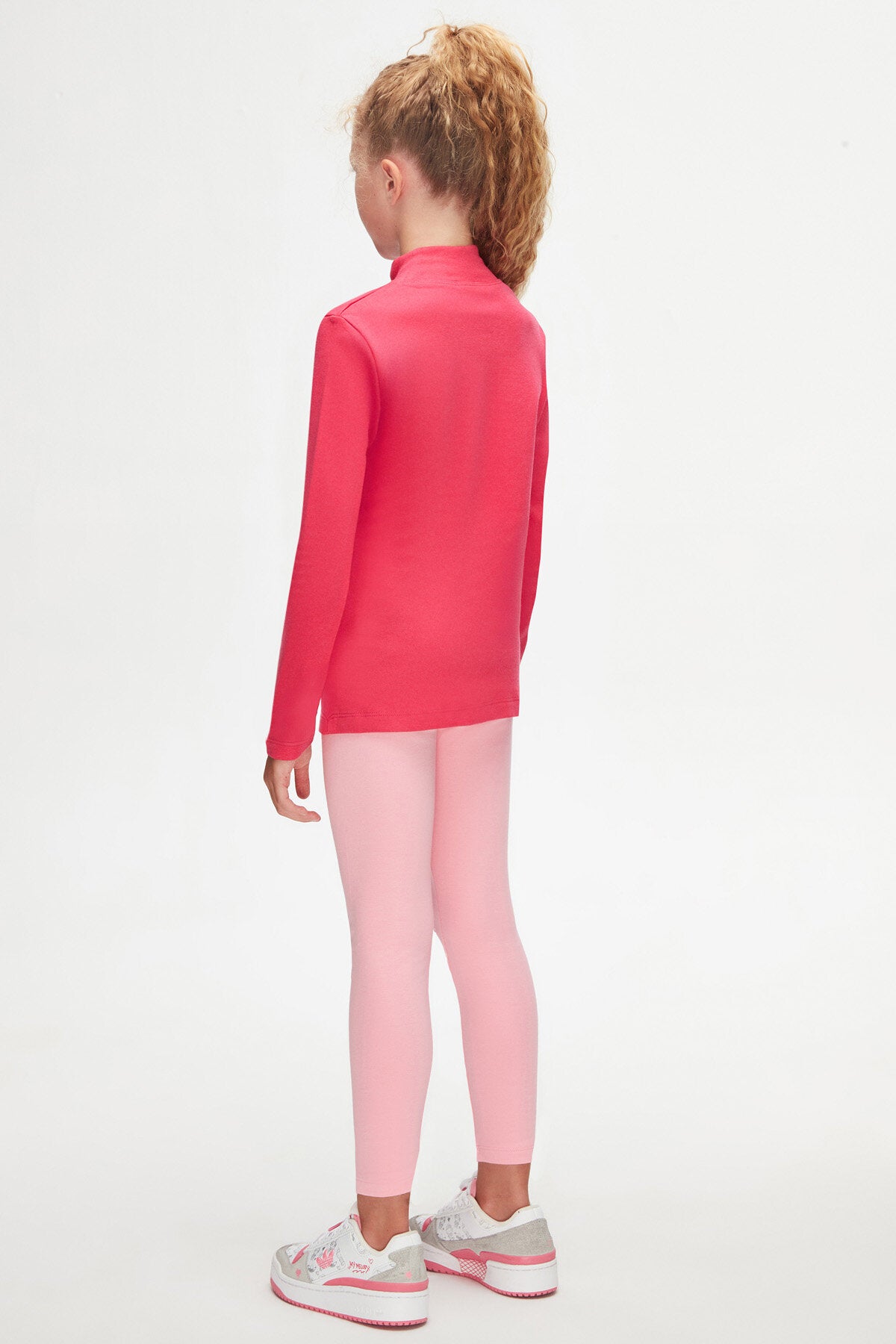 Girls' Basic Winter Mock Neck Long Sleeve T-Shirt (FUCHSIA ROSE)