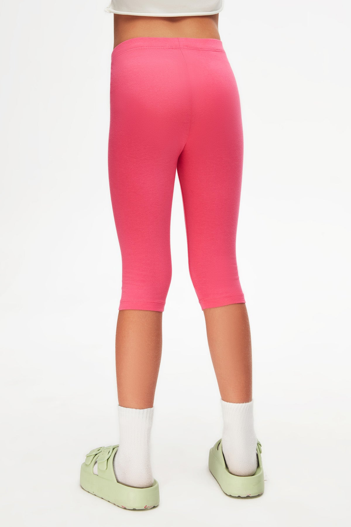 Girls' Basic Below-the-Knee Capri Leggings (FUCHSIA ROSE)