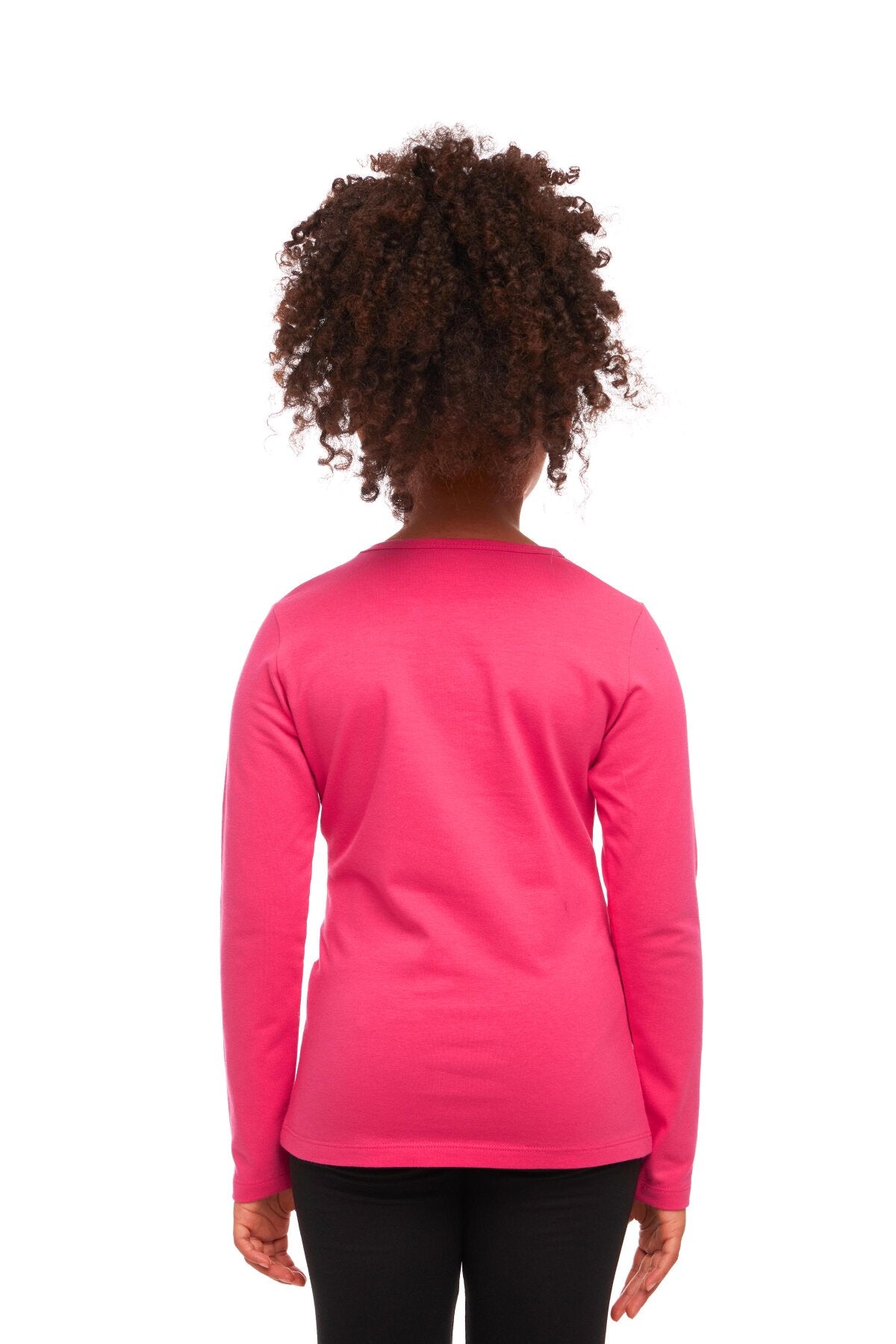 Girls' Basic Seasonal Stretch Long Sleeve T-Shirt (FUCHSIA ROSE)