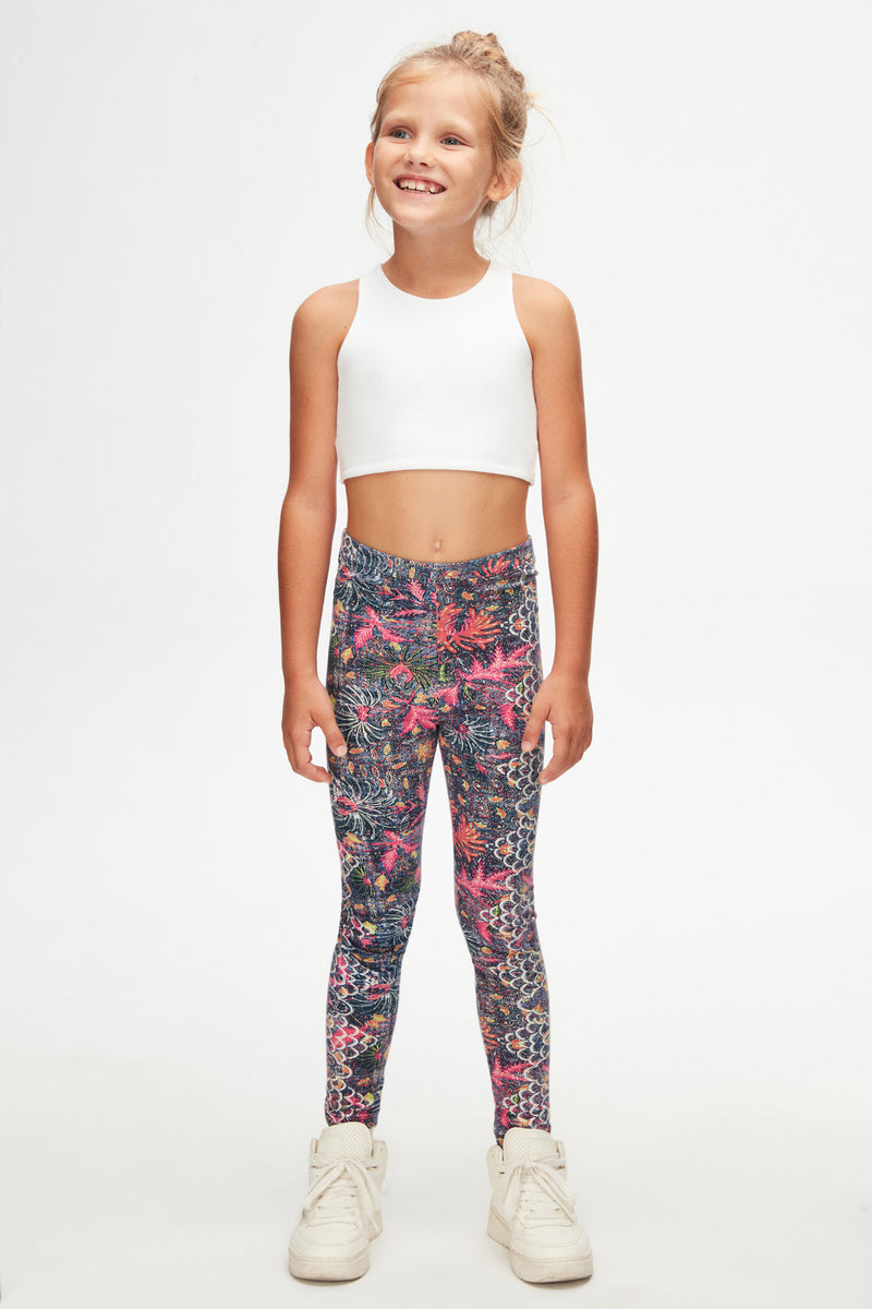Girls' Leaf Patterned Winter Leggings