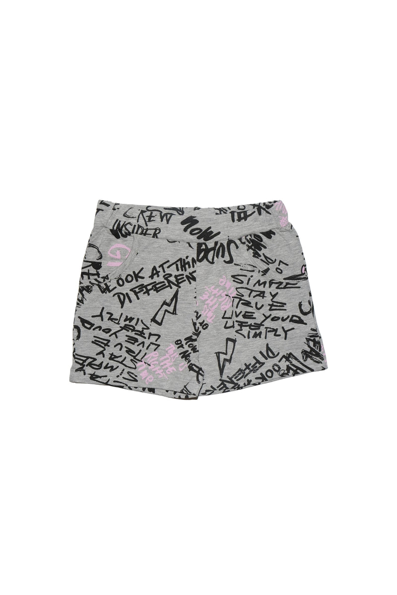 Girls' Graffiti World Patterned Pocket Shorts